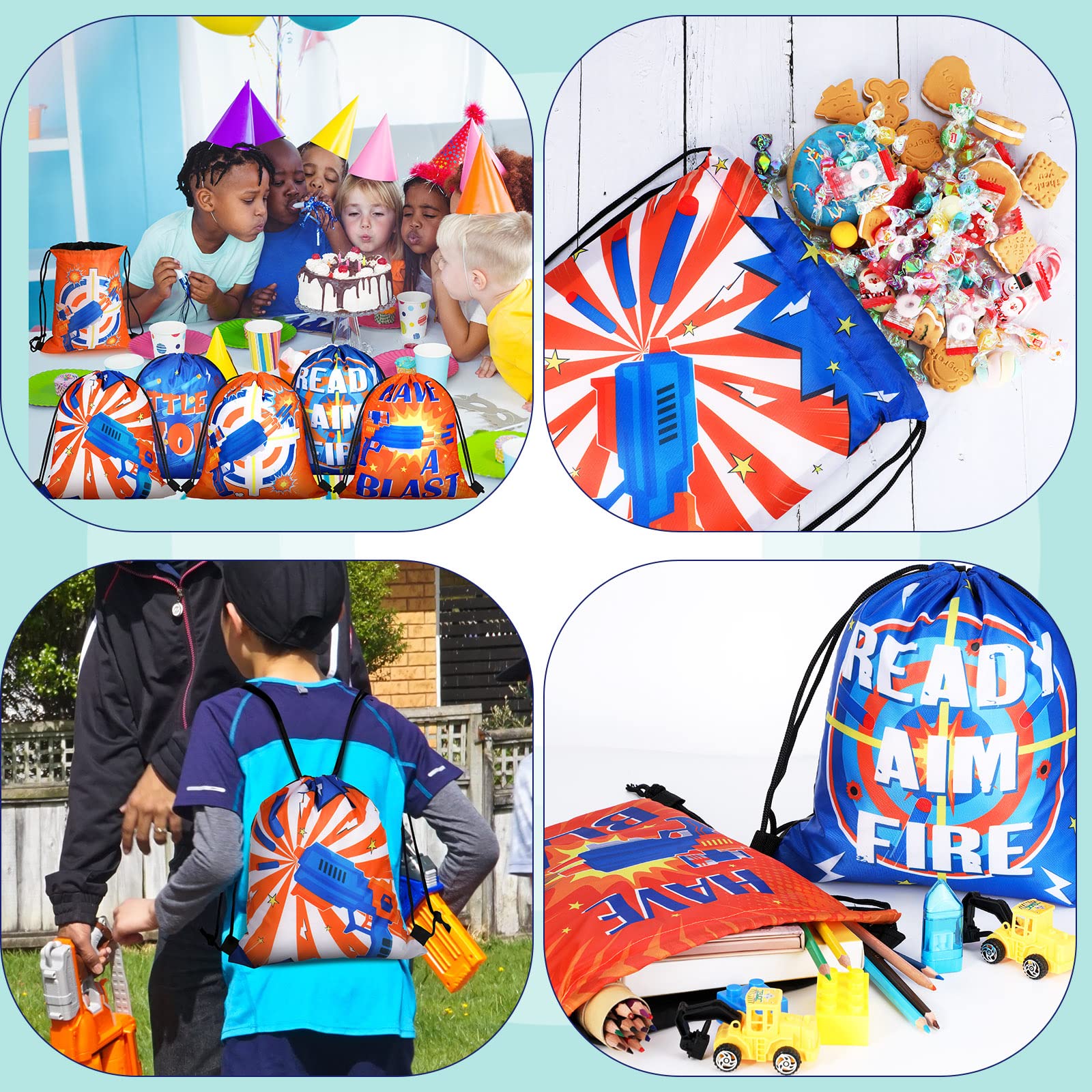 Shappy Dart Party Supplies - 15-Piece Set with Toy Dart Guns, Goody Bags & Backpacks for Gun-Themed Birthday Decorations | Perfect for Kids' Birthday Parties, Nerf Gun Battles & Outdoor Games
