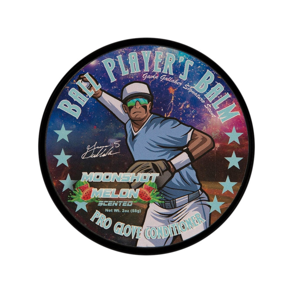 Ball Player's Balm - 2oz Moon Shot Melon Scented Pro Glove Conditioner | Premium Baseball & Softball Glove Care | Perfect for Pre-Game Conditioning & Leather Maintenance