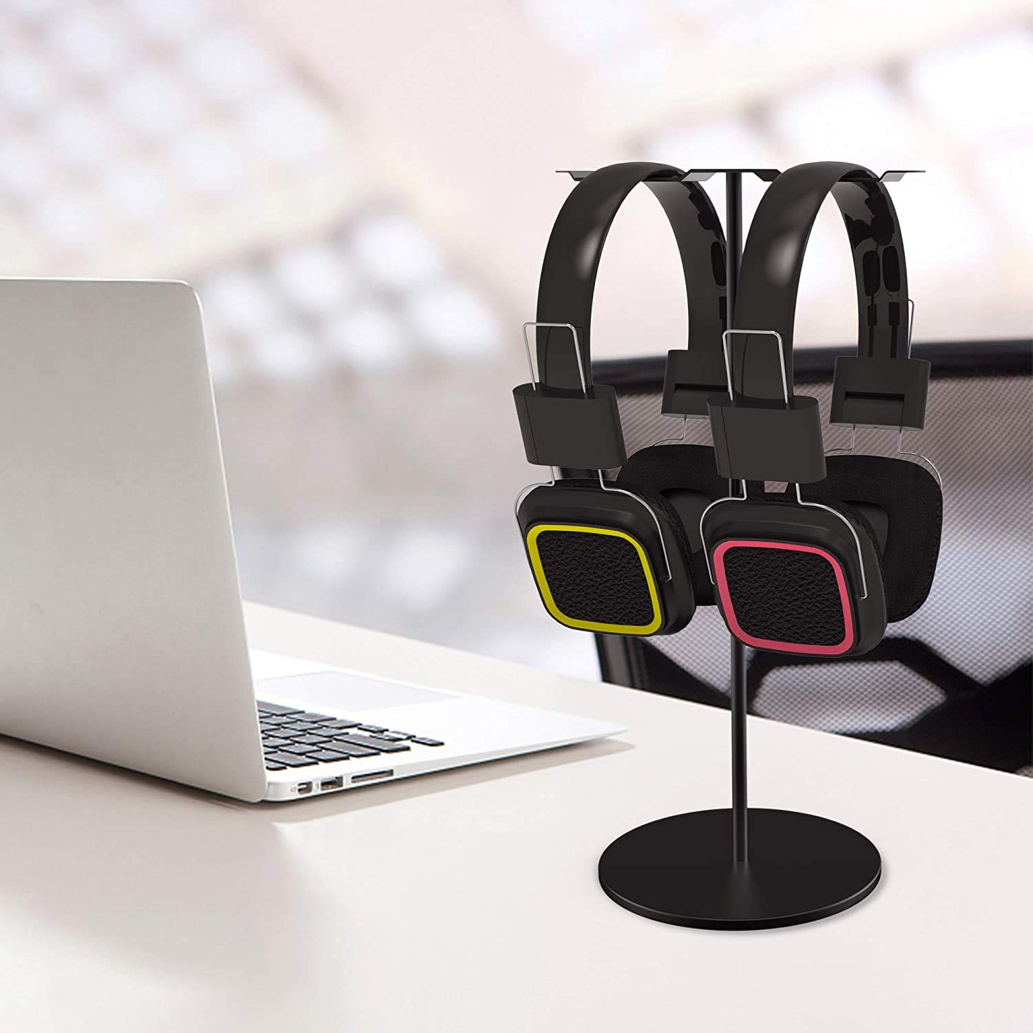 Aluminum Dual Headphone Stand for Gaming & PC Headsets - Desk Display & Organizer
