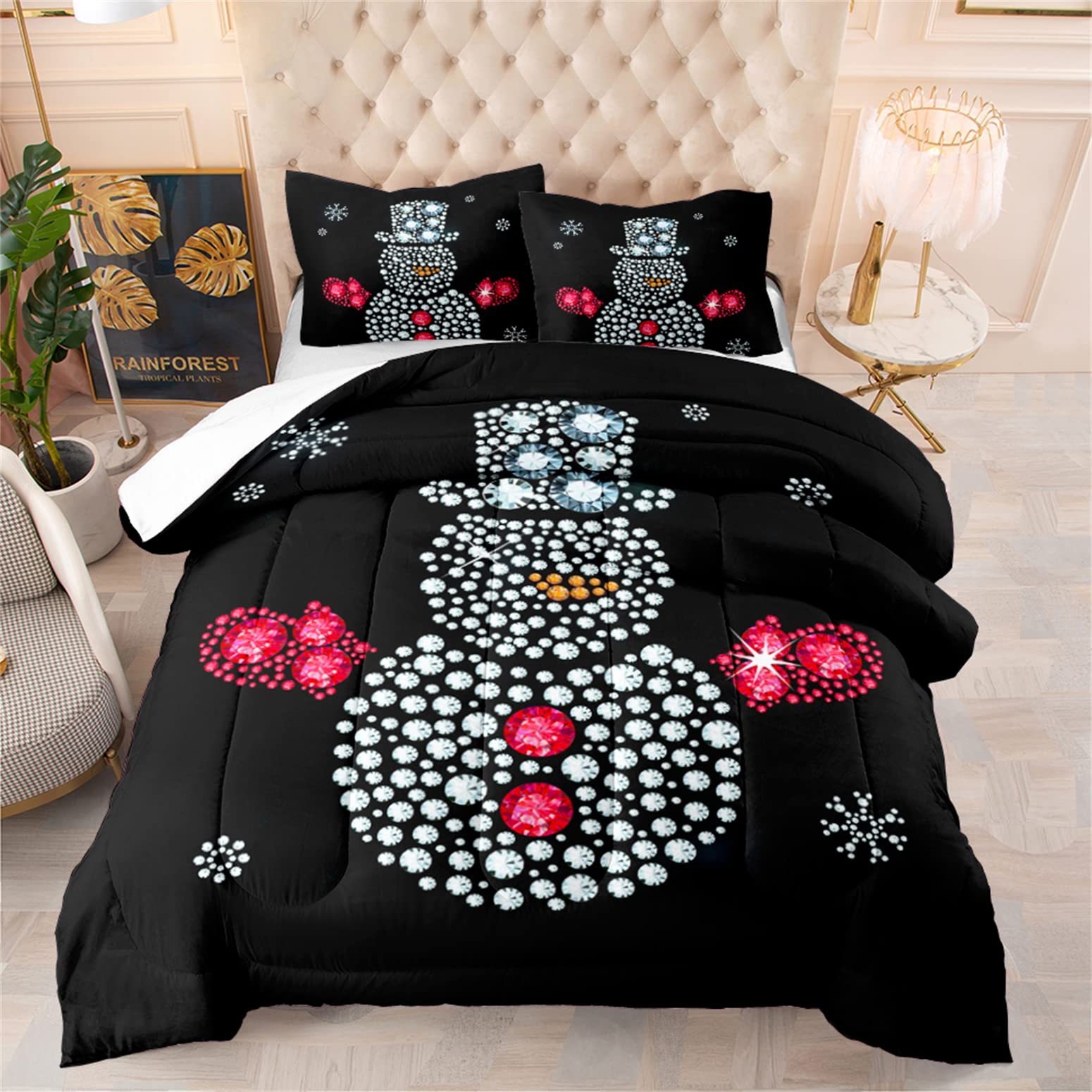 Sparkling Snowman Twin Comforter Set - 1 Comforter & 1 Pillow Sham | Winter Themed Bedding for Kids & Teens | Perfect for Christmas Decor & Cozy Bedroom Makeover