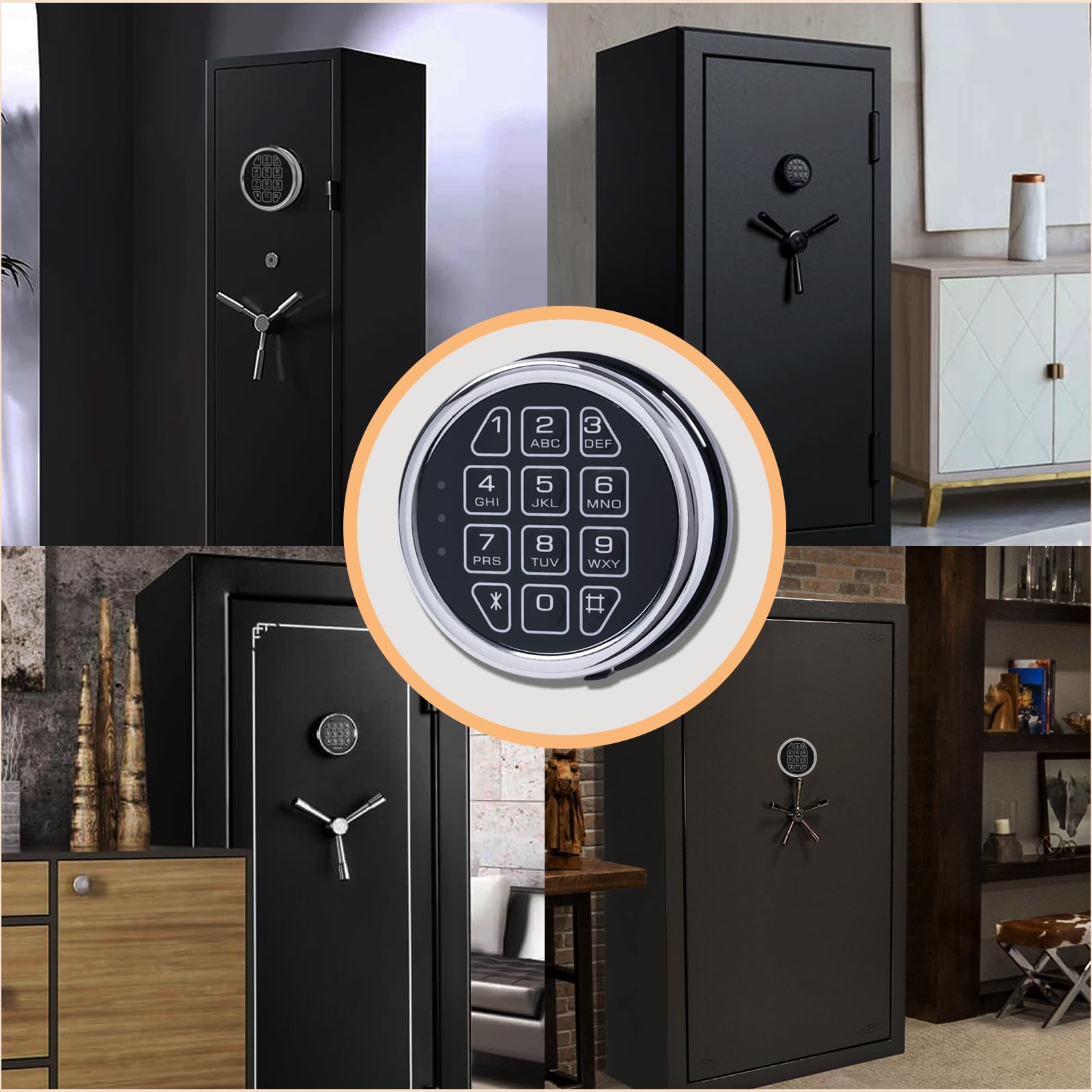 WAH LIN PARTS Stack on Safe Lock Replacement with Swing Bolt - High Security Fireproof Chrome Digital Keypad Electronic Safe Lock for Pistol Safes & Safe Boxes | Ideal for Home, Office & Gun Storage Security