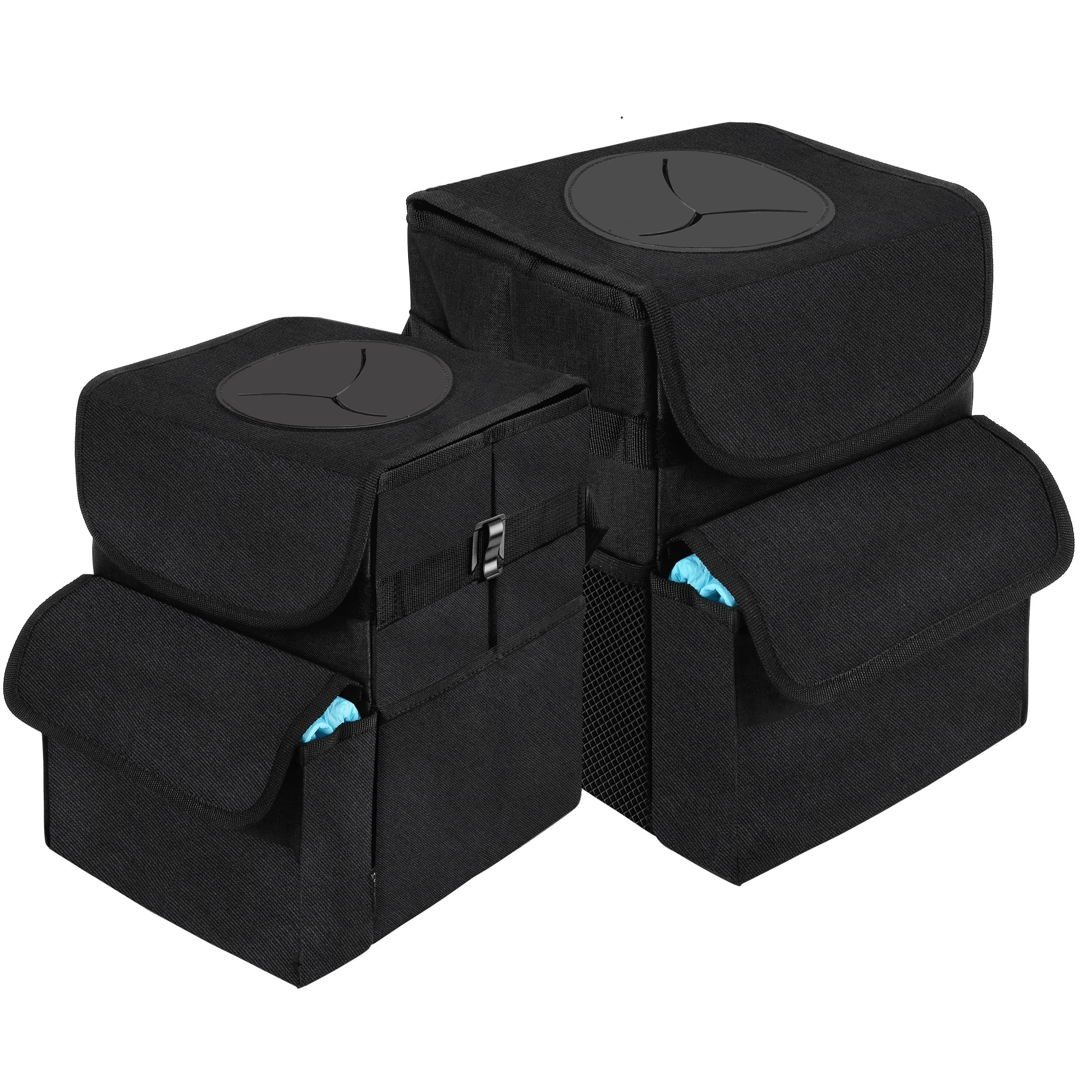 Leak-Proof Car Trash Can with Lid & Storage Pockets - Waterproof Vehicle Garbage Bin Organizer for Road Trips, Commuting & Family Travel Accessories