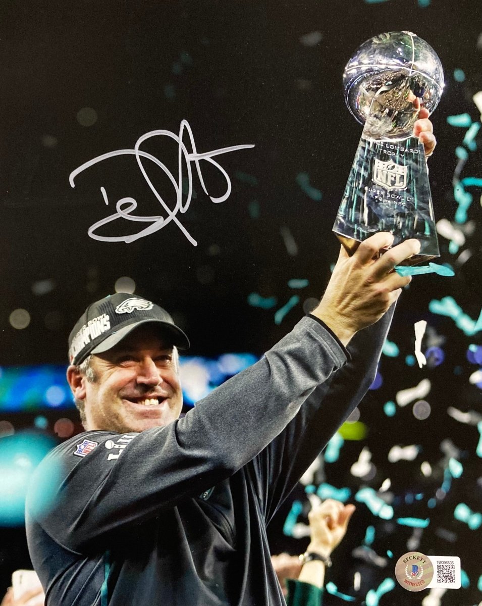 Authentic Coach Doug Pederson Signed 8x10 Philadelphia Eagles Super Bowl LII Championship Photo - BAS Certified - Perfect for Eagles Fans, Sports Memorabilia Collectors & Man Cave Decor