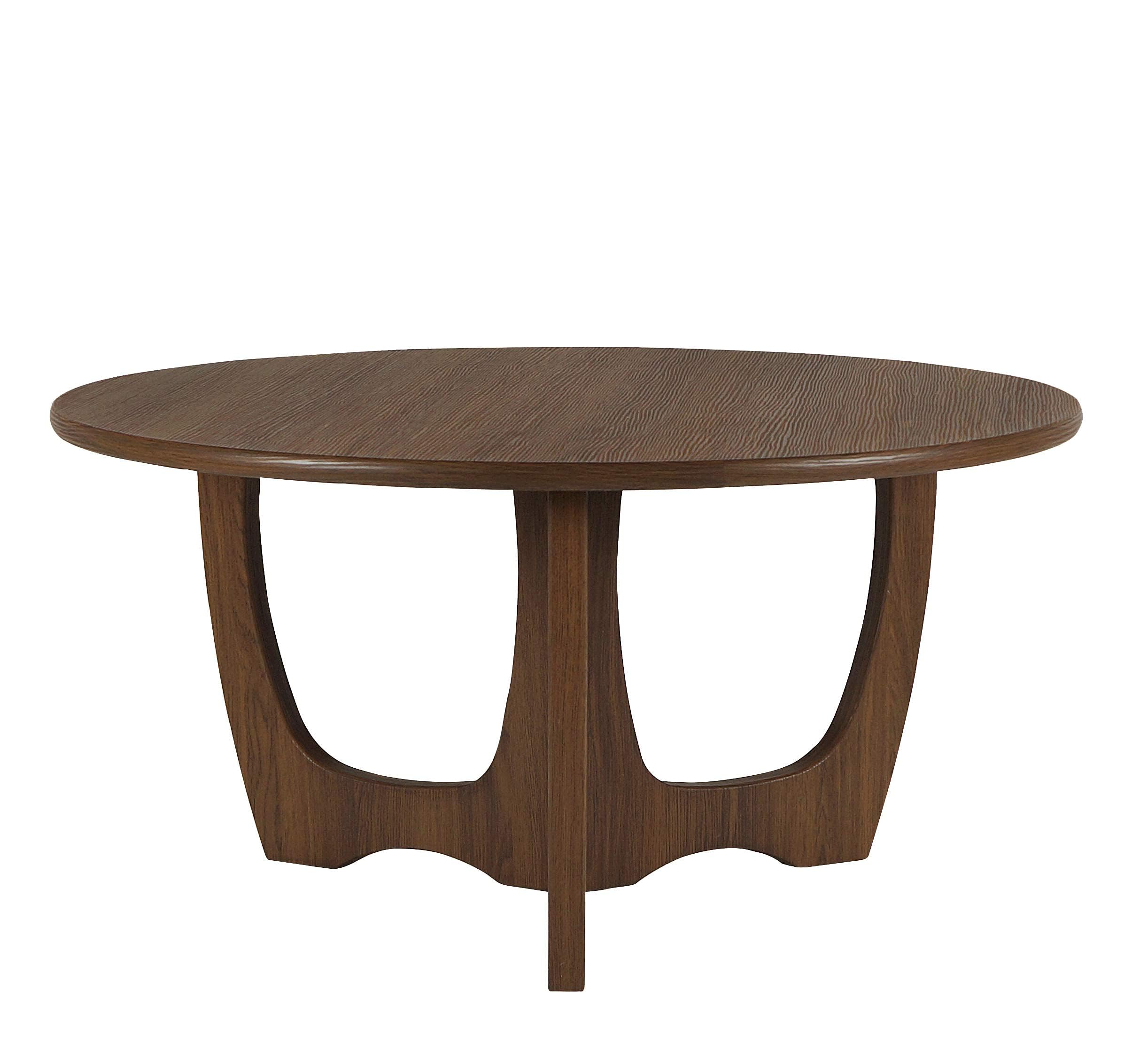 FINECASA Mid-Century Modern Wooden Round Coffee Table with Curved Legs - 36 x 18 Inches Chestnut Brown Accent Table for Living Room, Couch & Home Decor | Perfect for Lounge Areas, Reading Nooks & Small Space Living