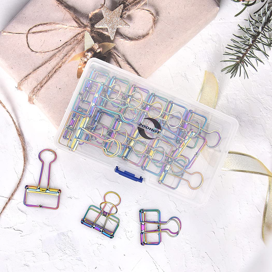 Colorful 32mm Binder Clips for Office & School - Strong Paper Clamps in Rainbow Colors - Perfect for Organizing Documents, Photos, and Art Projects