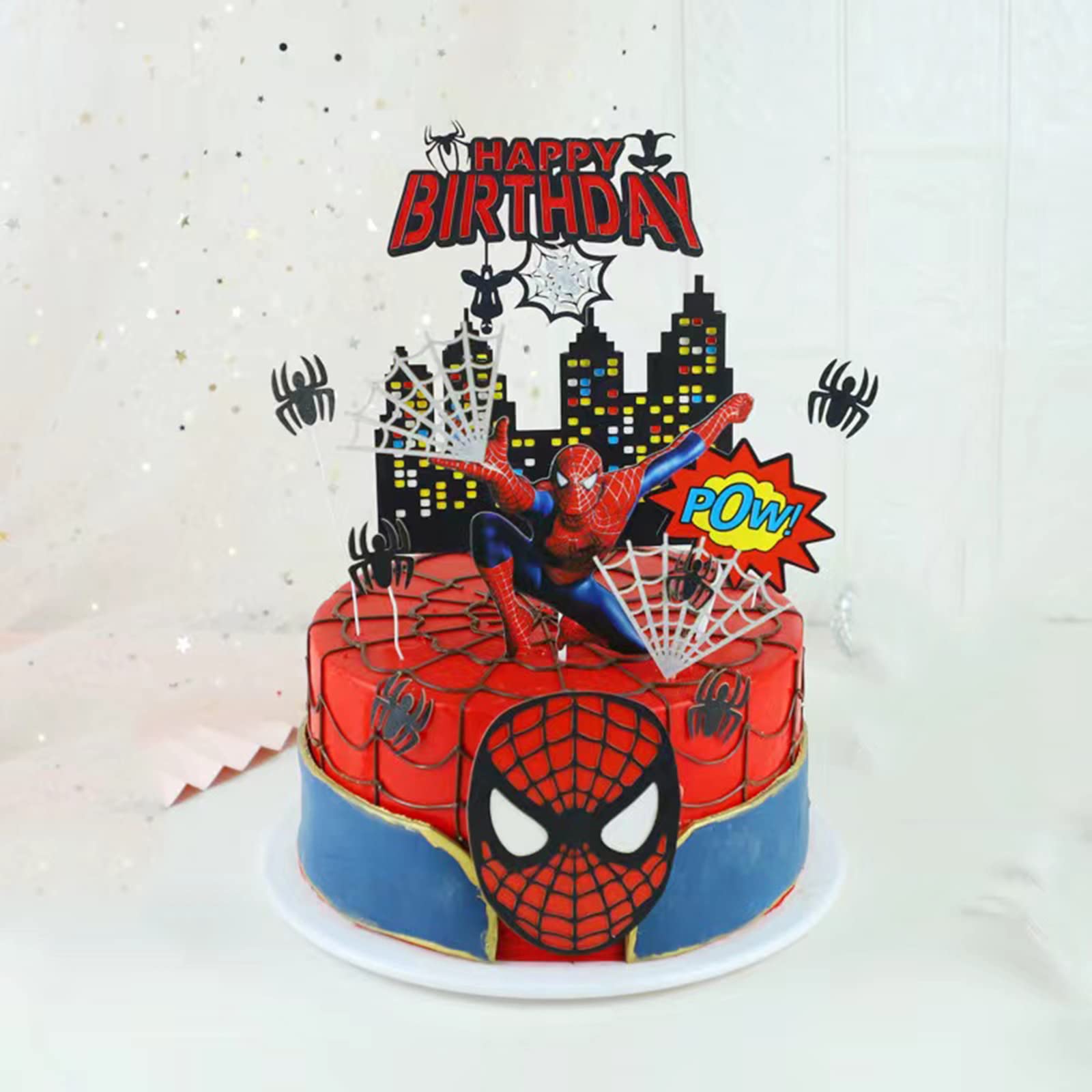 HTRY Spiderman Cake Toppers - Superhero Birthday Cake Decorations for Kids | Perfect for Spider-Man Themed Parties, Cakes & Cupcakes