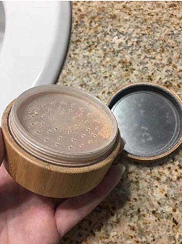 30ml 1 oz Empty Bamboo Loose Powder Container with Puff & Sifter - Refillable Makeup Case for Mineral Foundation, Blush & Setting Powder | Perfect for Travel & Professional Makeup Kits