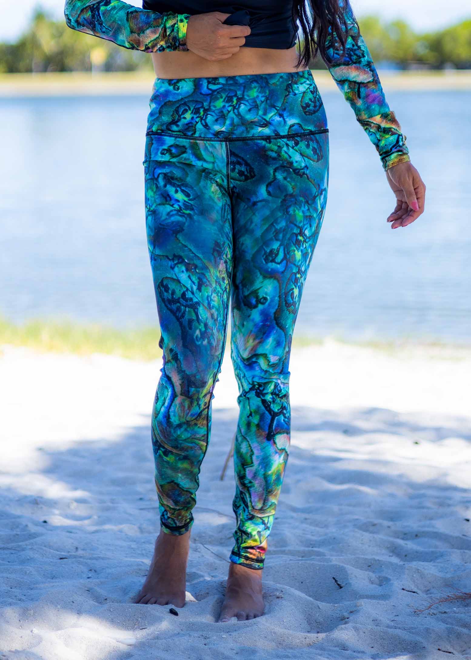 Premium Abalone Swim Leggings for Women - XS Size - High Waisted Tummy Control Swimwear for Beach, Pool & Water Sports