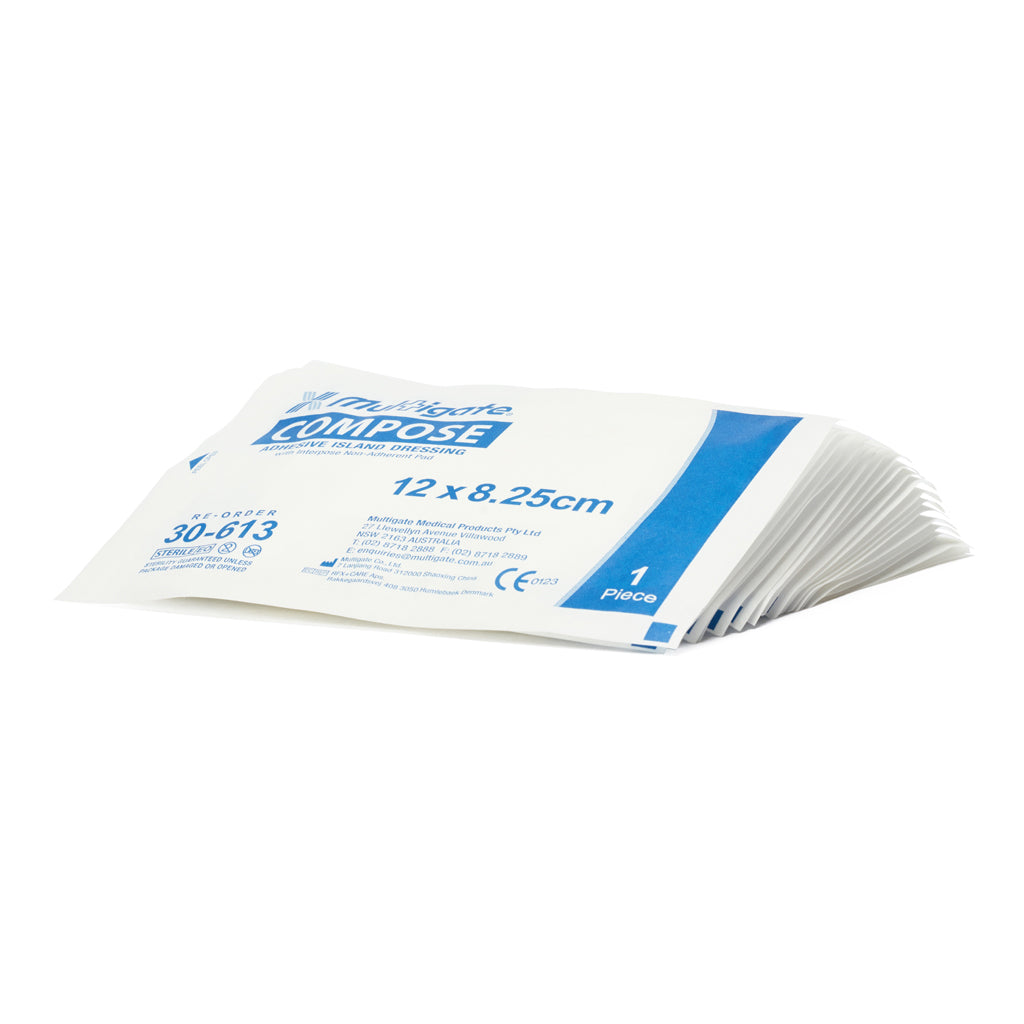 Latex-Free Compose Island Dressing 8.2cm x 12cm (20 Pack) - Sterile Wound Care for First Aid Kits & Post-Surgical Recovery | Medical-Grade Adhesive Bandages