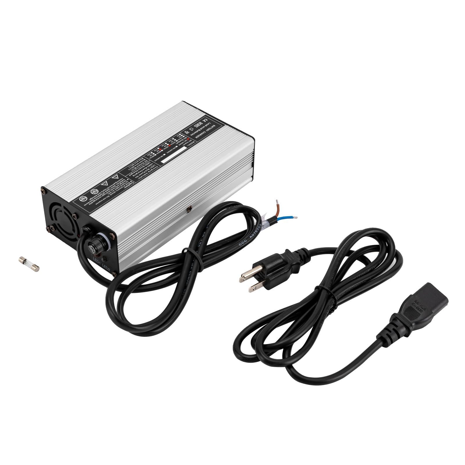 220W 36V Golf Cart Battery Charger - 5 Amp Fast Charging with LED Indicator & Power-Wise Cable - 110V Input for Club Car, EZGO, Yamaha - Perfect for Home, Course & RV Use (Silver & Black)