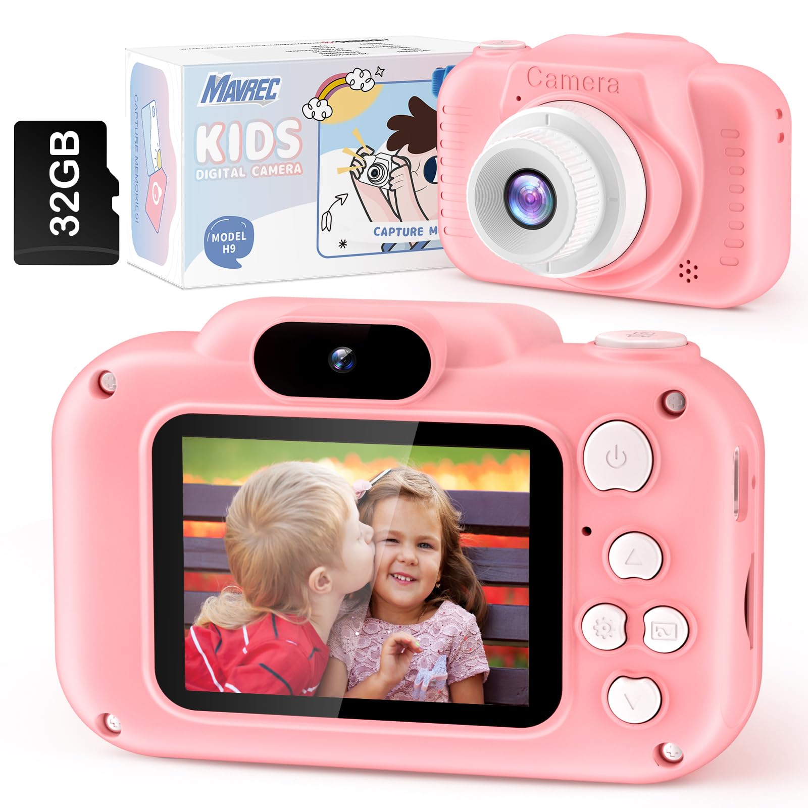Upgraded Kids Digital Camera - 50MP 1080P HD Selfie Video Camera with 32GB SD Card - Best Birthday Gift for Boys & Girls Ages 3-9 (Pink) - Perfect for Travel, Parties & Outdoor Adventures