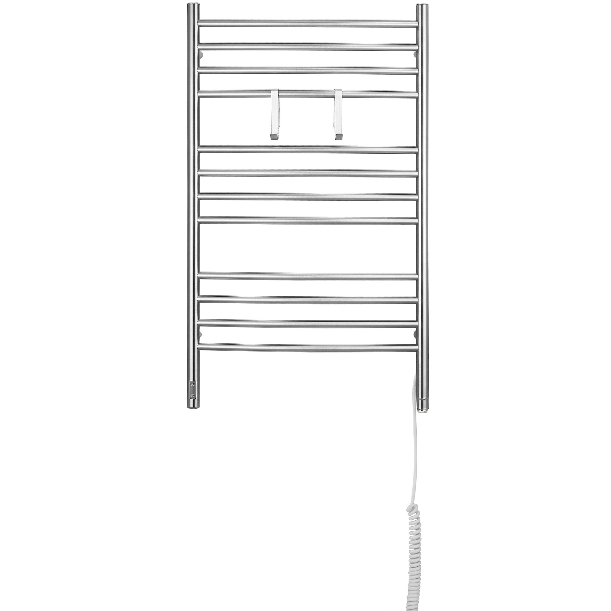 Dual Wall Mount Towel Warmer with 2 Adjustable Hooks & Timer - Brushed Stainless Steel - Perfect for Bathroom, Spa, and Luxury Home Use