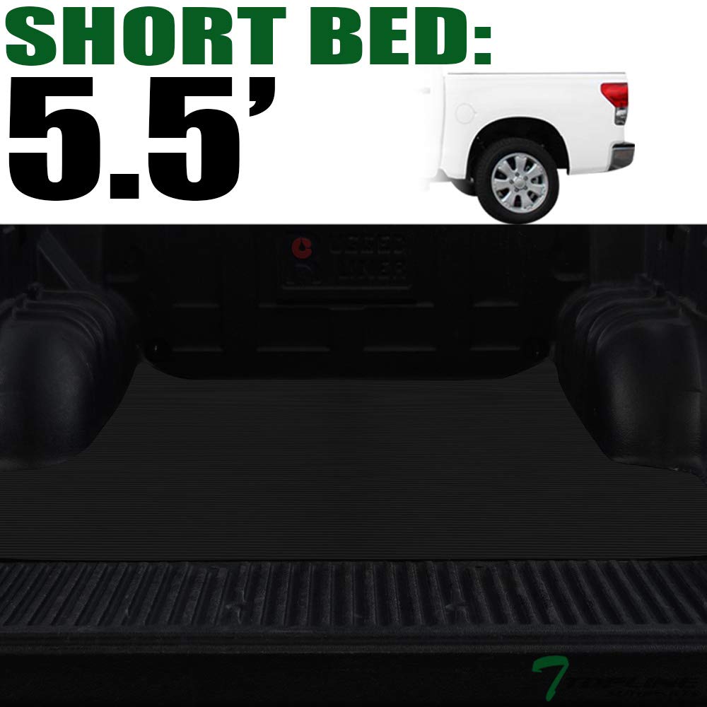 Black Rubber Horizontal Line Truck Bed Floor Mat Liner v2 for 07-21 Toyota Tundra 5.6 Ft (67.2