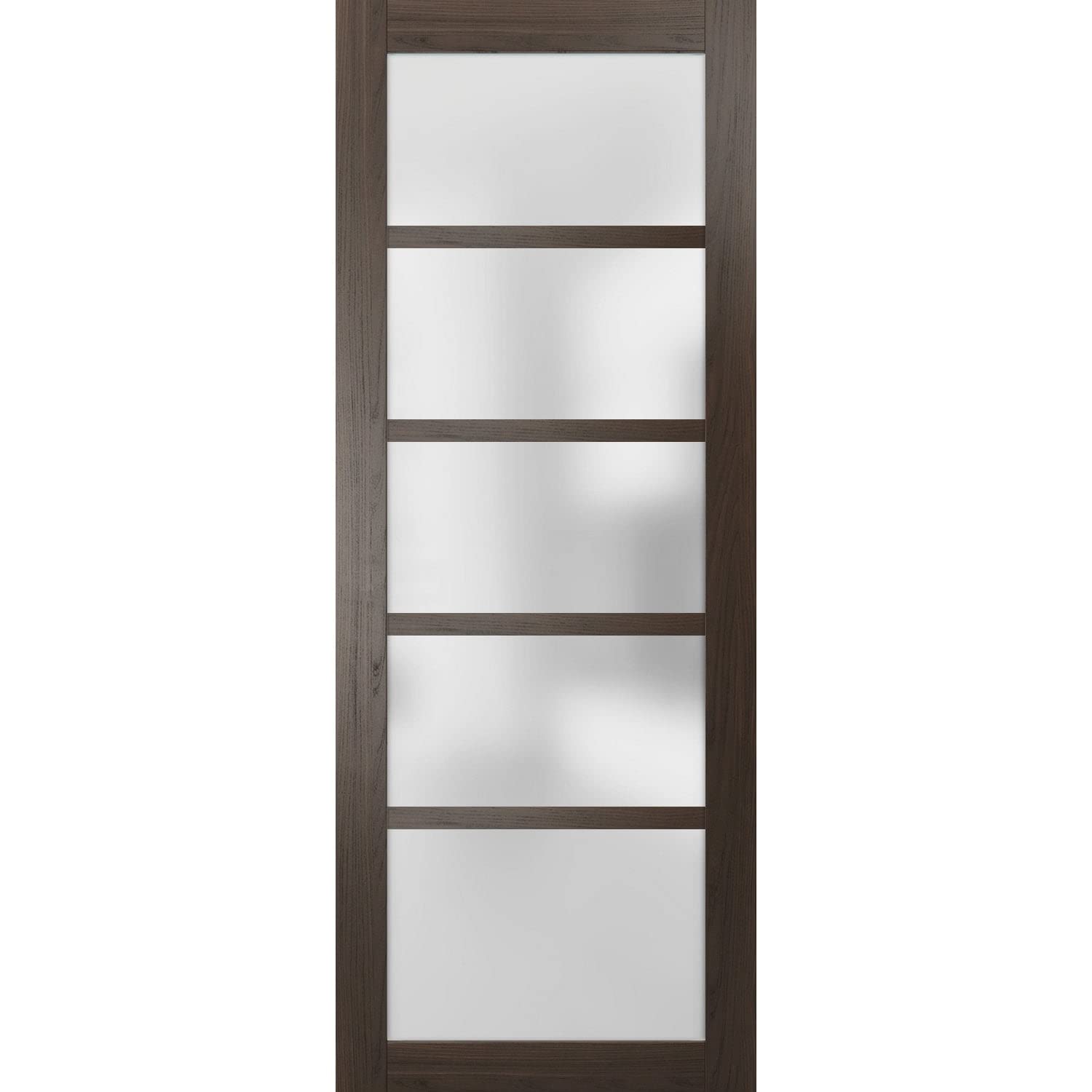 SARTODOORS 30x96 Inch Frosted Glass Slab Barn Door Panel - Quadro 4002 Chocolate Ash Finish | Heavy Duty Solid Wood Sliding Door for Bedroom, Closet & Room Divider | Rustic Modern Interior Design