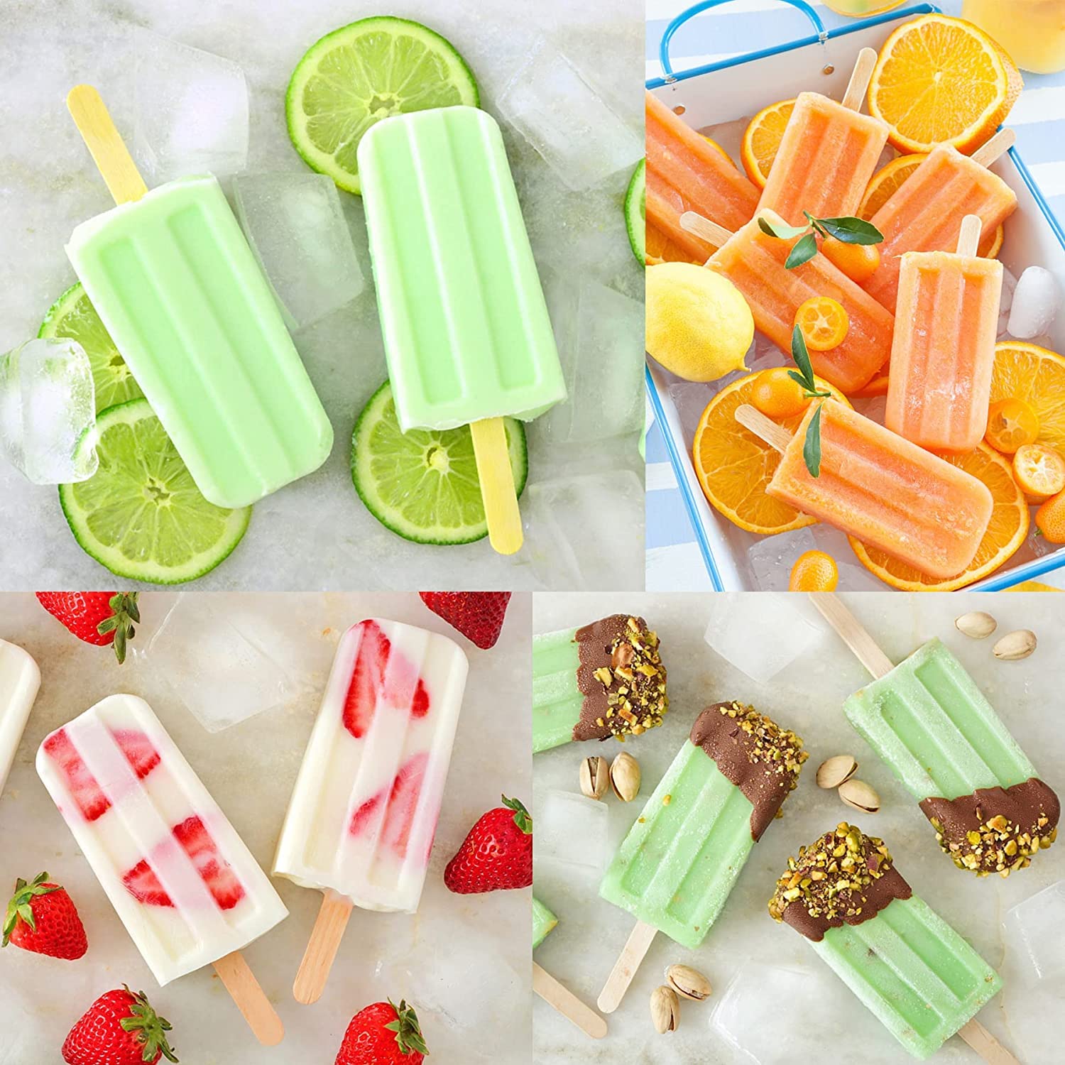 BPA-Free Silicone Popsicle Molds Set - 10 Cavity Homemade Ice Pop Maker with 50 Sticks, 50 Bags & Funnel | Perfect for Summer Treats, Kids Snacks, Party Favors & Healthy Frozen Desserts