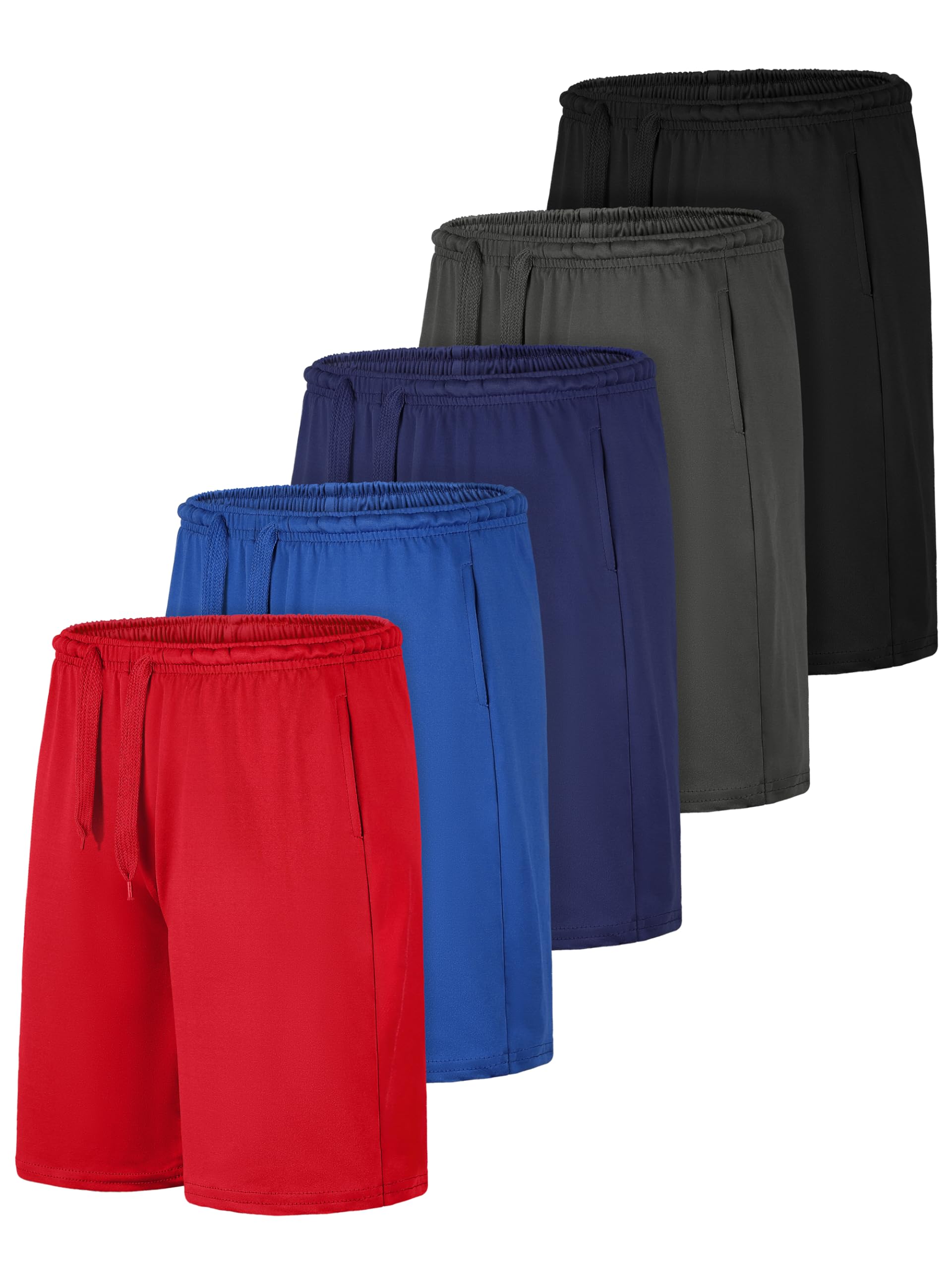 Resinta 5 Pack Boys Athletic Shorts - Quick Dry Gym Shorts with Pockets for Basketball, Running & Sports | Comfortable Workout Shorts for Active Kids