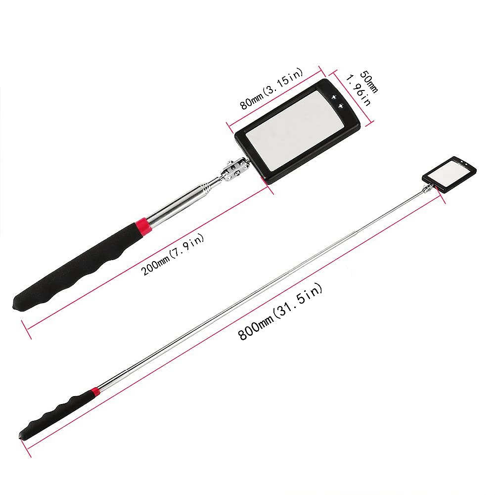 LED Telescoping Inspection Mirror with 2 Lights - Extendable Mechanic's Mirror Tool for Vehicle & Small Parts Inspection - Perfect Christmas/Birthday Gift for DIYers & Mechanics (Use for Auto Repair, HVAC Maintenance & Hard-to-See Areas)
