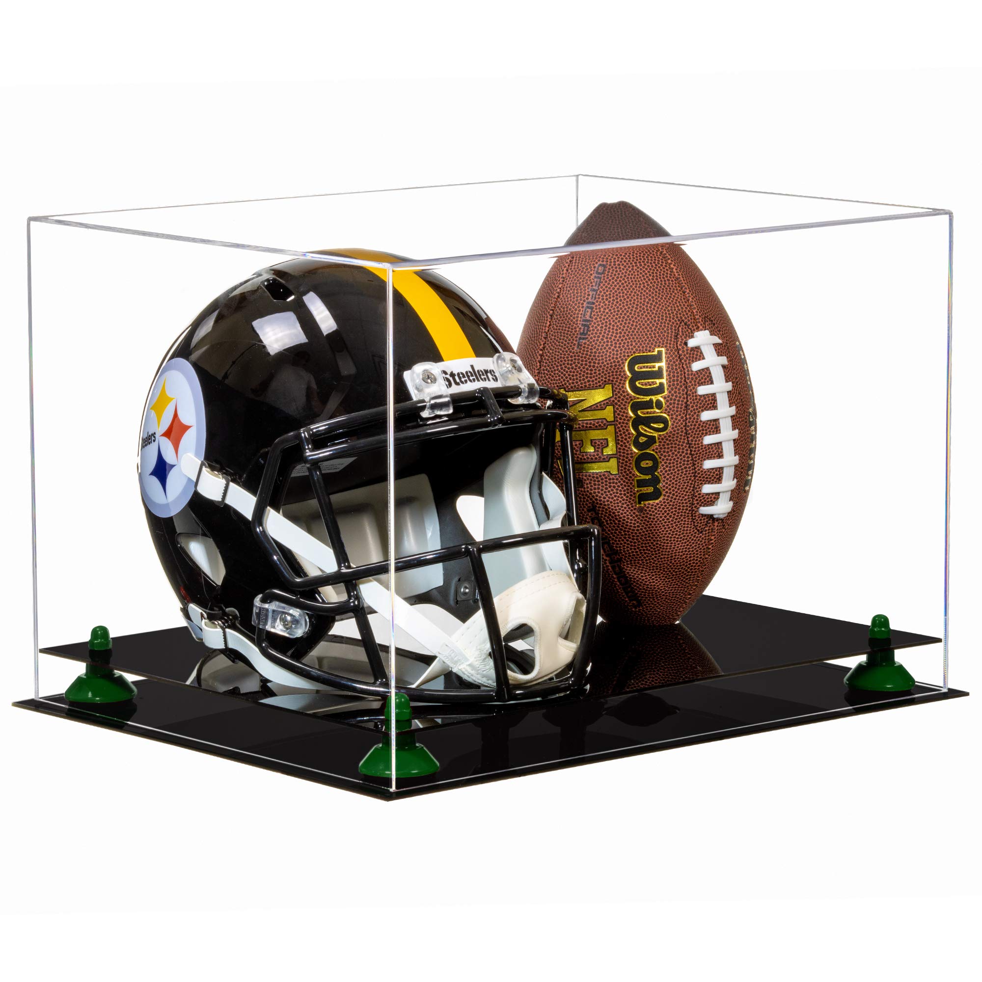 Acrylic Full-Size Football and Helmet Display Case - Premium Clear Protection for Sports Memorabilia - Perfect for Home, Office, or Man Cave Decor