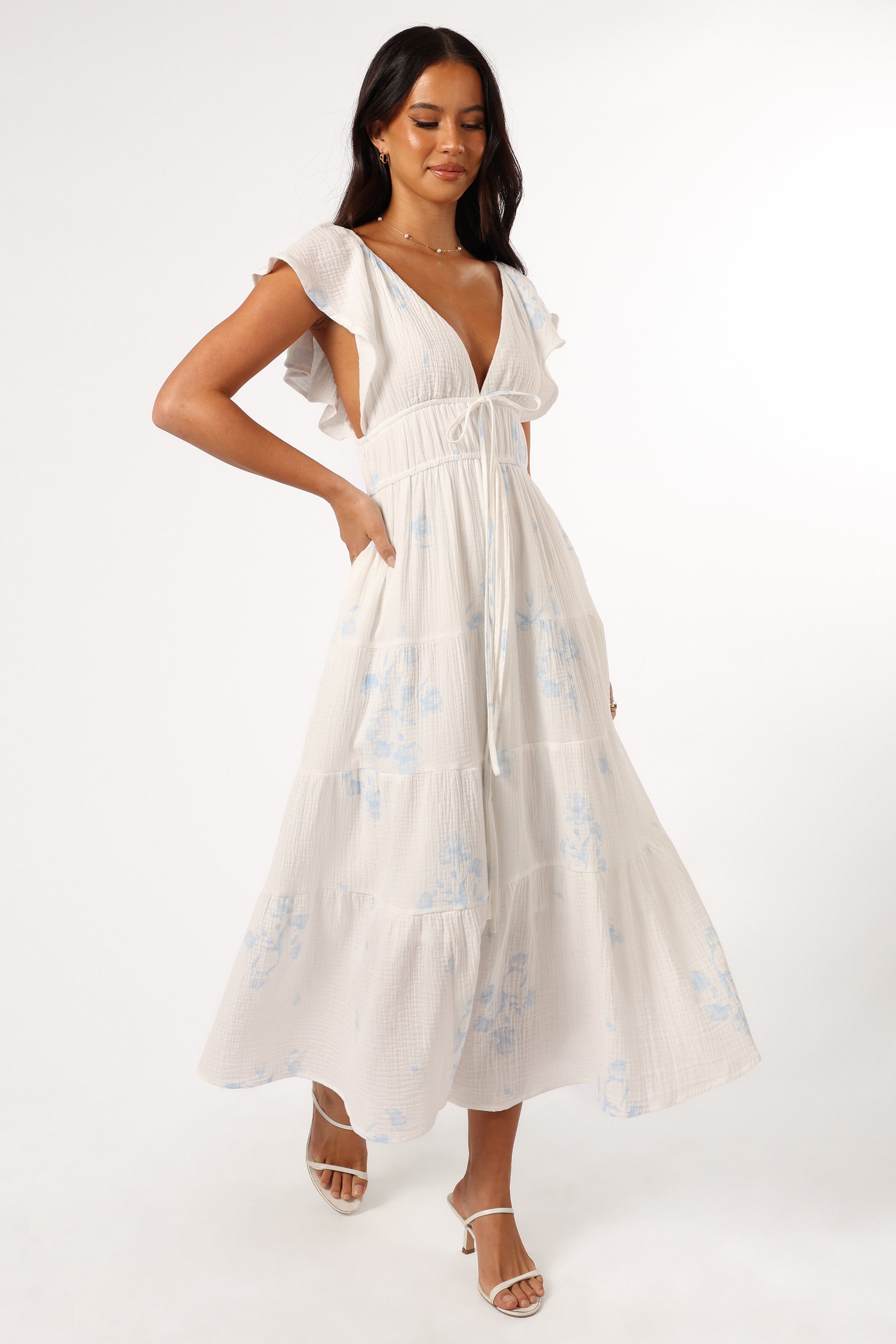 Elowen Midi Dress in Off White | Flowy Summer Dress for Women | Perfect for Beach Vacations, Date Nights & Casual Outings