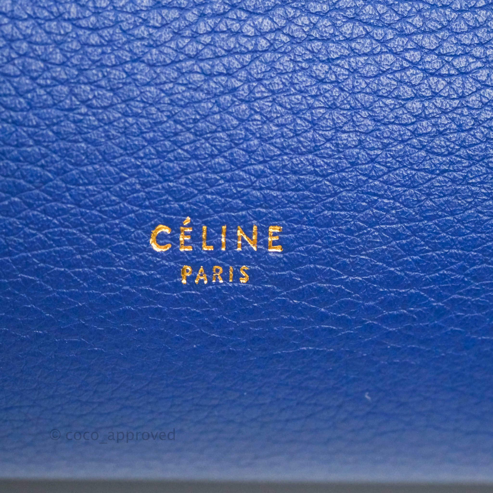 Celine Mini Belt Bag in Blue Grained Calfskin with Gold Hardware - Perfect for Everyday Use, Travel & Fashion Accessories