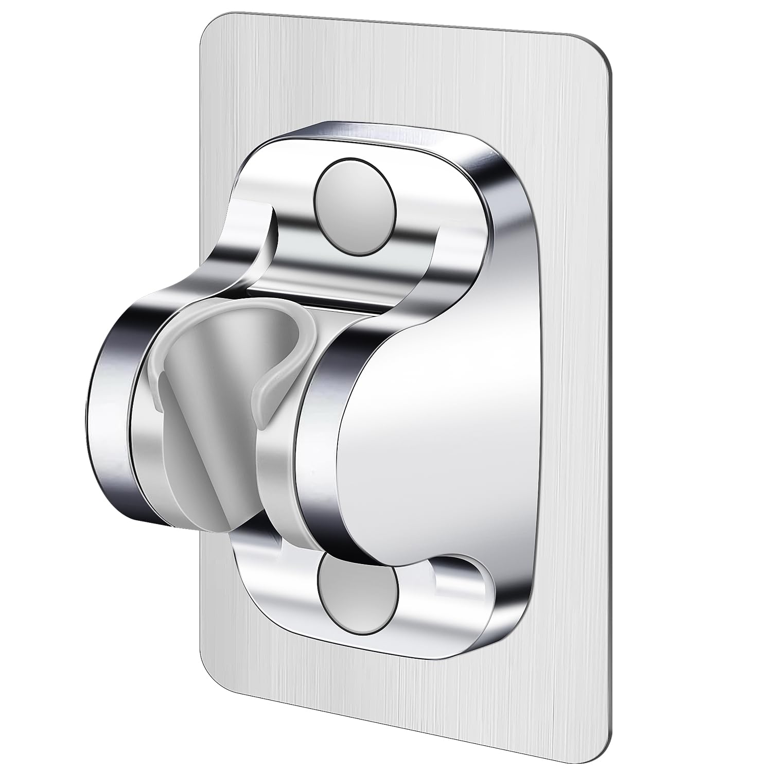 **No Drill Shower Head Holder - Adjustable Wall Mount Bracket for Handheld Shower Wand, Strong Adhesive, Silver - Perfect for Bathroom, RV & Small Spaces**