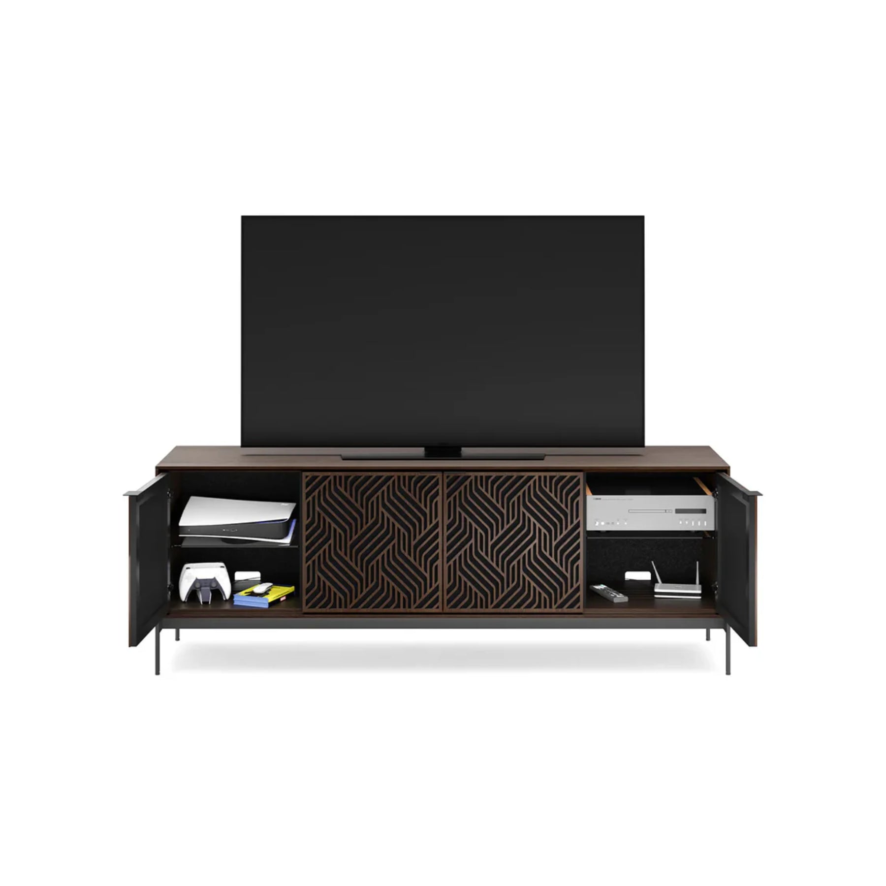 BDI 8709 Weave Media Console with Base - Modern TV Stand for Living Room, Entertainment Center with Storage for Gaming & Home Theater Systems
