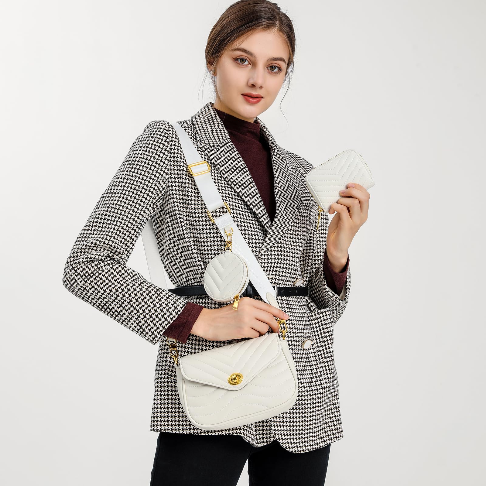 JEEHAN Quilted Crossbody Bag for Women - Stylish Designer Shoulder Handbag Small Purse with Adjustable Strap | Perfect for Daily Use, Travel, Shopping & Date Night