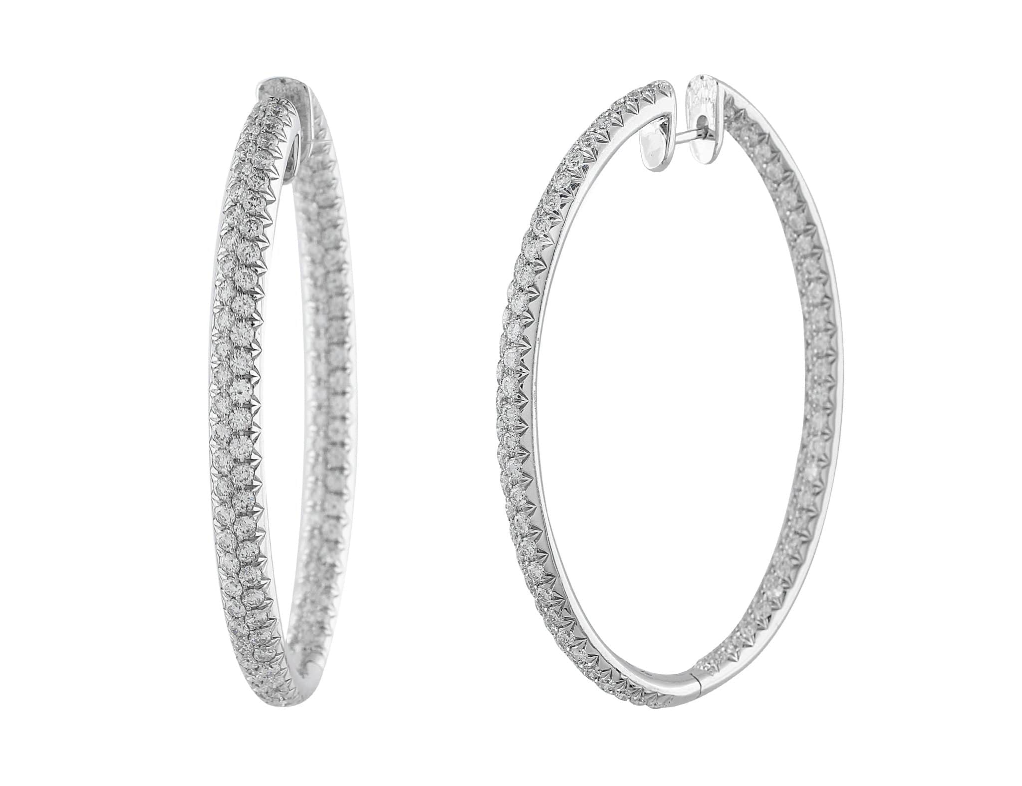 18K White Gold 5 Carat Oval Hoop Diamond Earrings for Women - Luxury Dangle Earrings for Wedding, Anniversary & Special Occasions