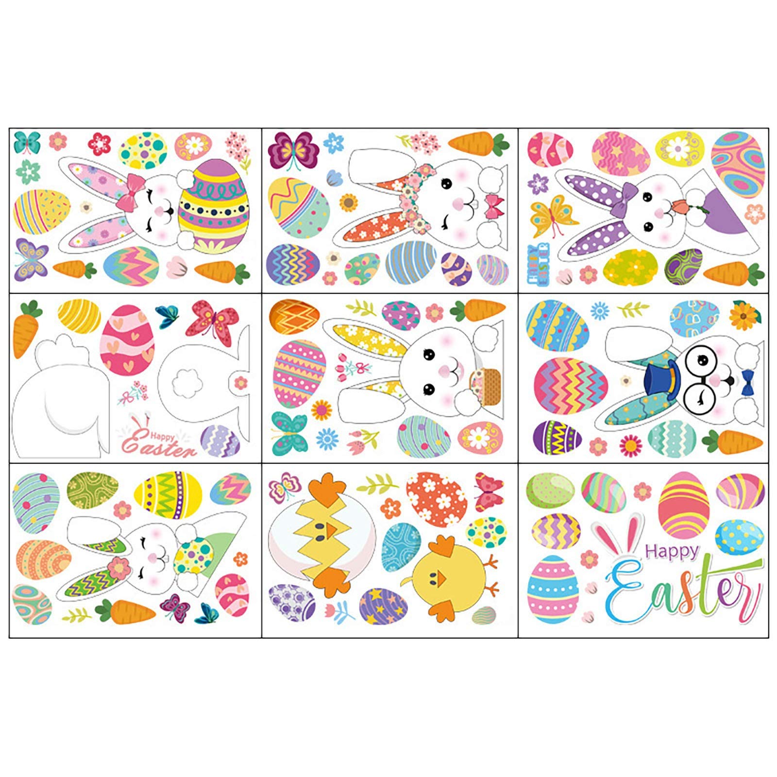 COOH Easter Day Footprints Static Cling Window Decals - DIY Fashion Fridge Stickers for Home & Apartment Decor - Multicolor One Size - Perfect for Easter Decorations, Holiday Parties & Seasonal Home Styling