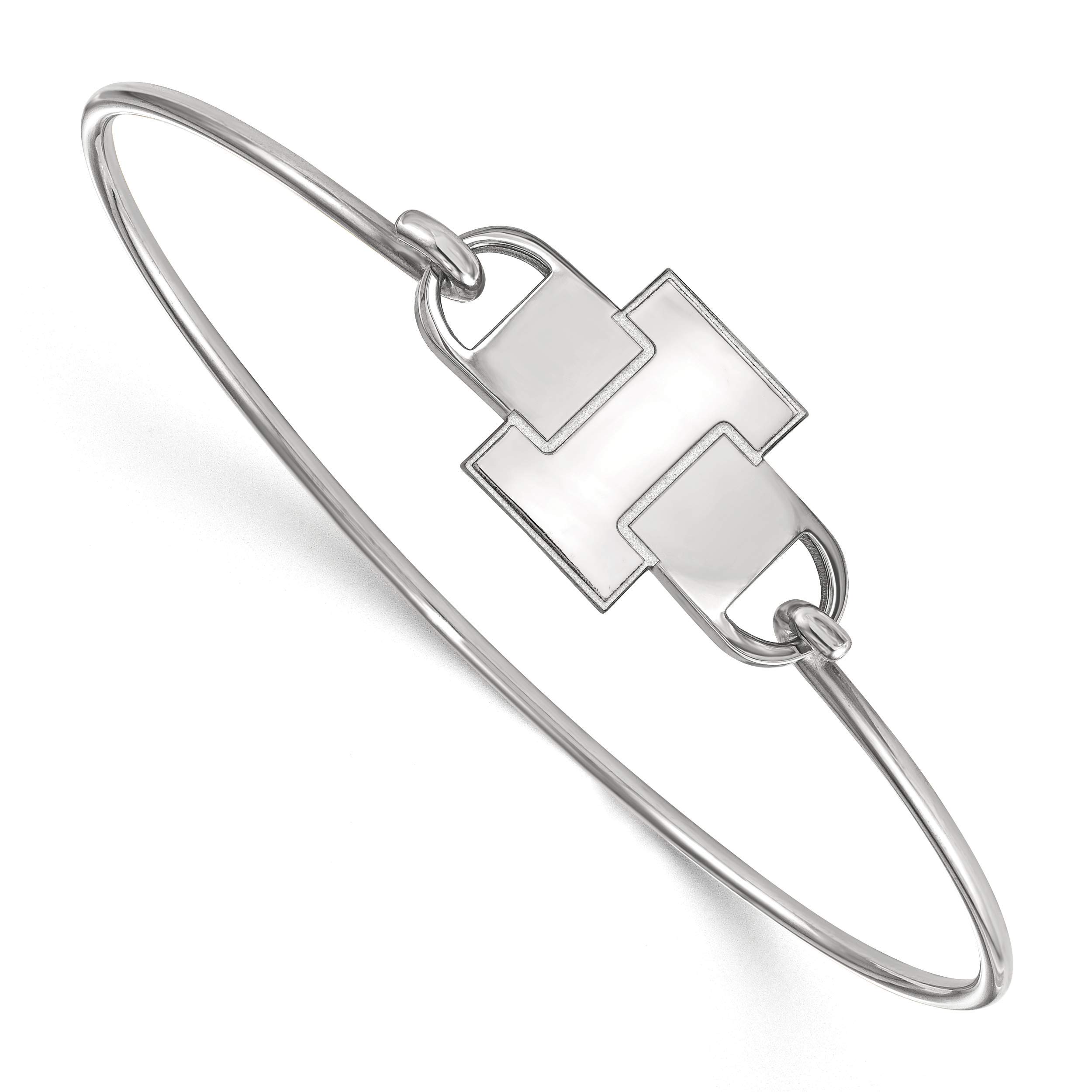 Illinois Fighting Illini Sterling Silver School Letter Logo Bangle Bracelet - 24mm x 7 Inch - Perfect for Game Day, Alumni Events & School Spirit Gifts