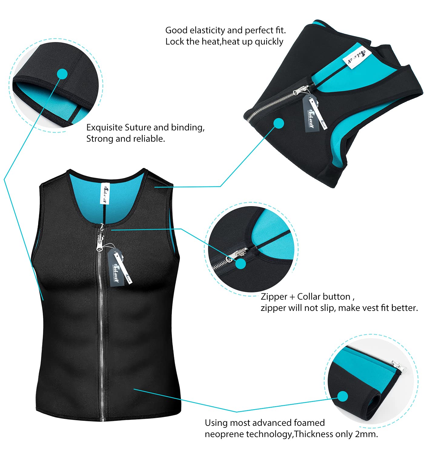 Men's Sweat Sauna Vest Waist Trainer - Hot Neoprene Body Shaper for Workout & Fitness - Slimming Gym Tank Top for Weight Loss & Detox - Perfect for Sauna, Running & Home Exercise