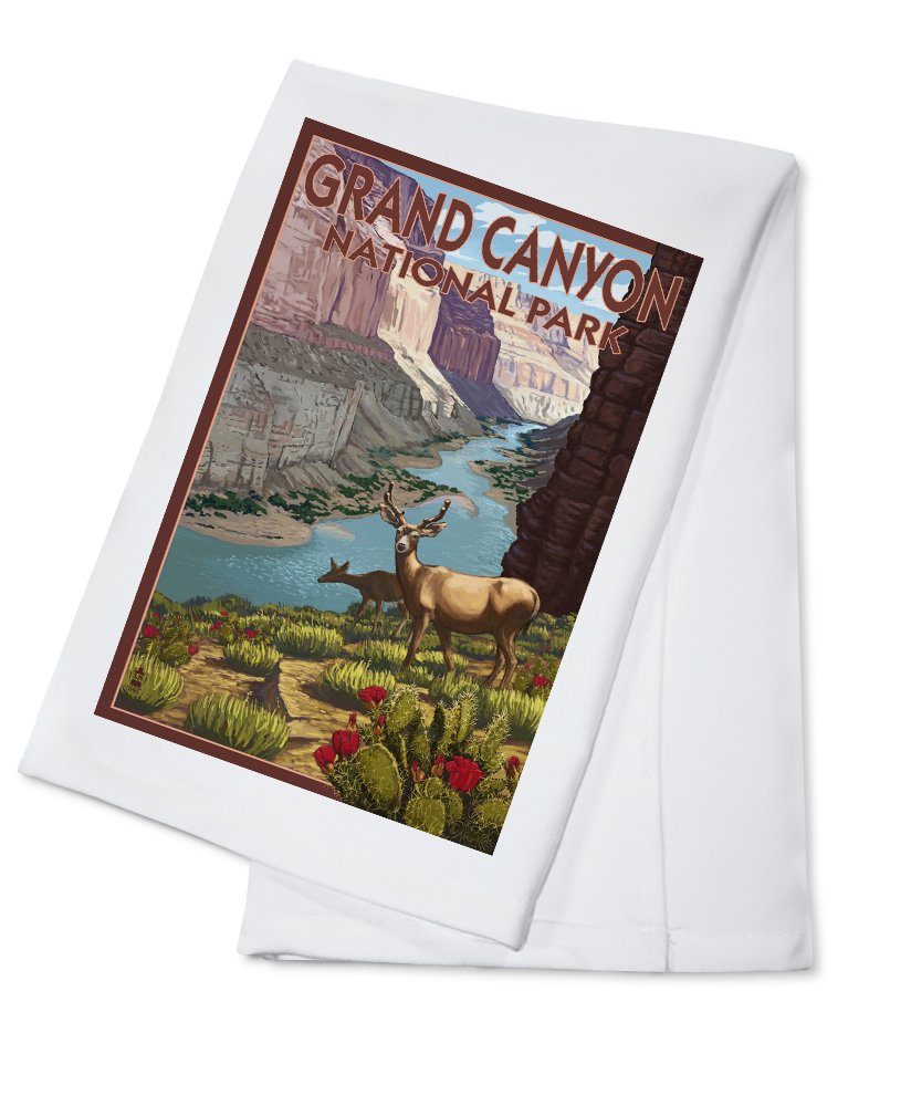Grand Canyon National Park Arizona Deer Scene Cotton Tea Towel - 100% Cotton Decorative Hand Towel for Kitchen, Bathroom & Home Decor - Perfect for Dish Drying, Gift Giving & Southwestern Style Decor