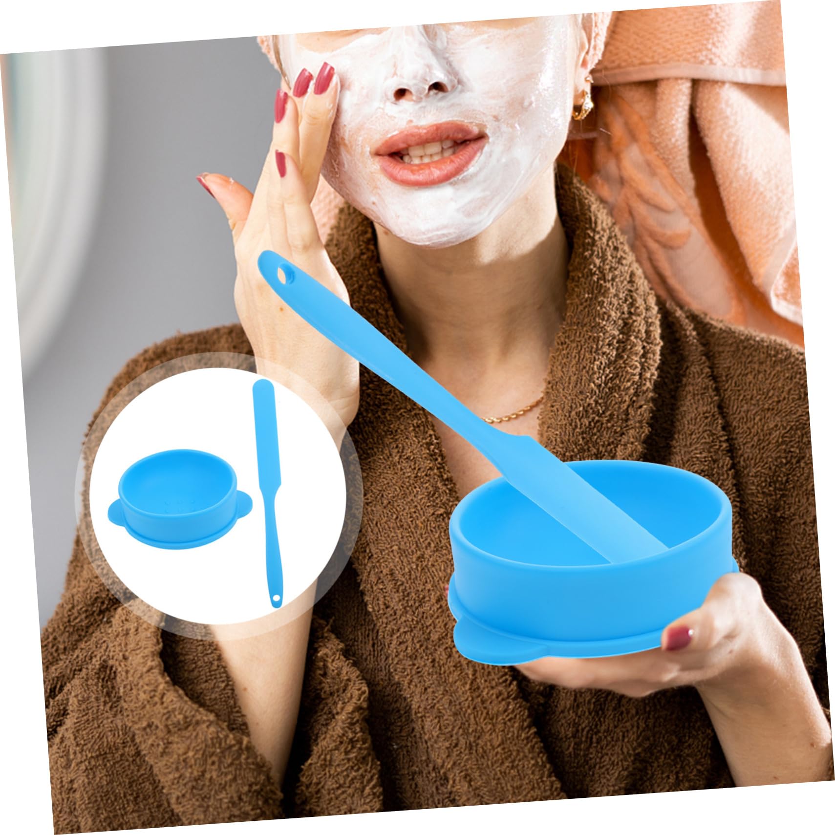 FOMIYES Silicone Mask Mixing Bowl Set - 2pcs Non-Stick Face Mask Mixing Bowls with Scraper - Easy to Clean & Apply - Perfect for DIY Facial Masks, Spa Treatments & Beauty Salons