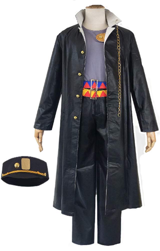 JoJo's Bizarre Adventure Jotaro Kujo Halloween Cosplay Costume - Golden Wind PU Leather Full Set for Men (Size S) | Anime Convention Outfit & Halloween Party Costume