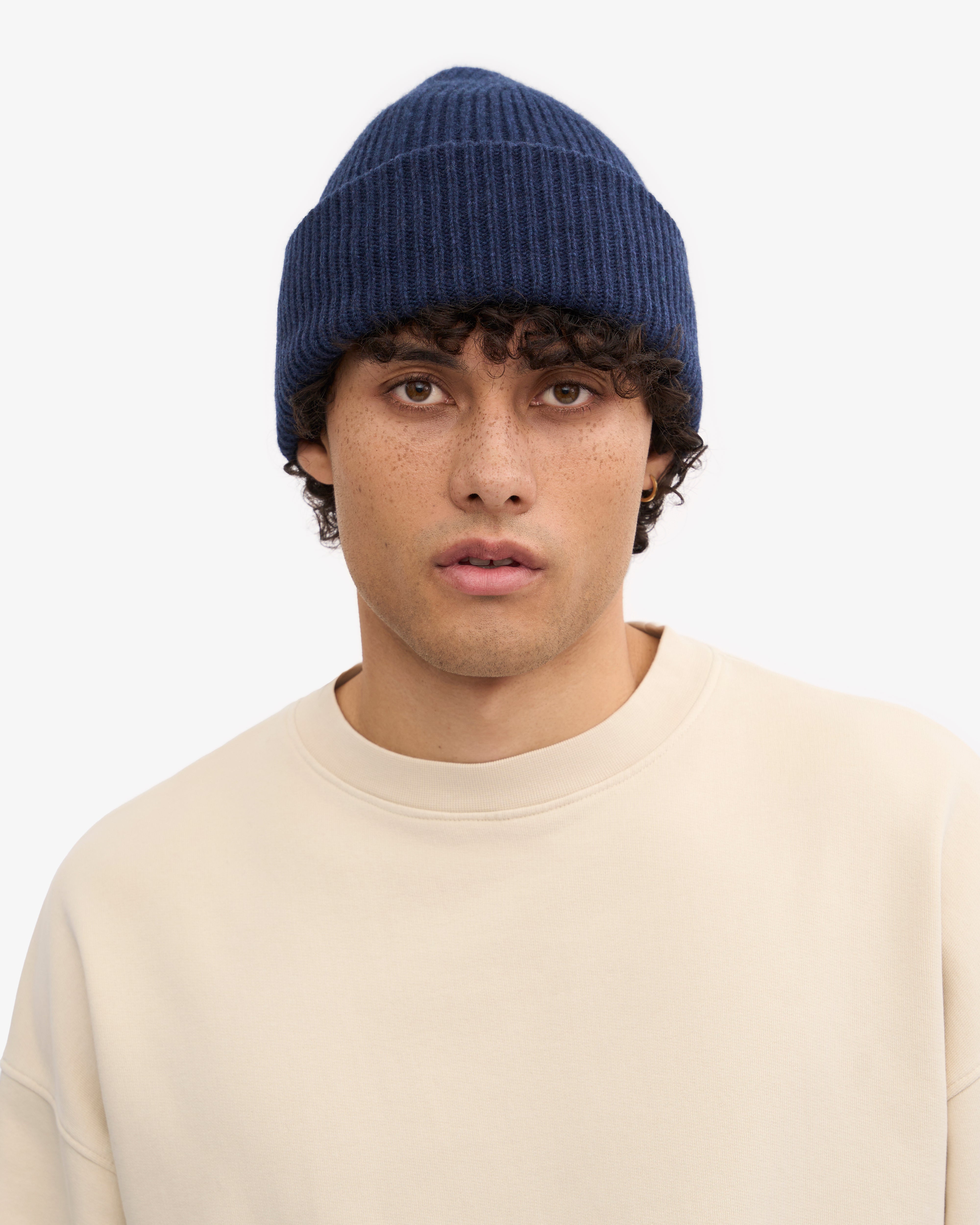 Premium Merino Wool Beanie Hat for Men & Women - Soft & Warm Winter Skull Cap - Marine Blue - Ideal for Skiing, Hiking & Outdoor Activities