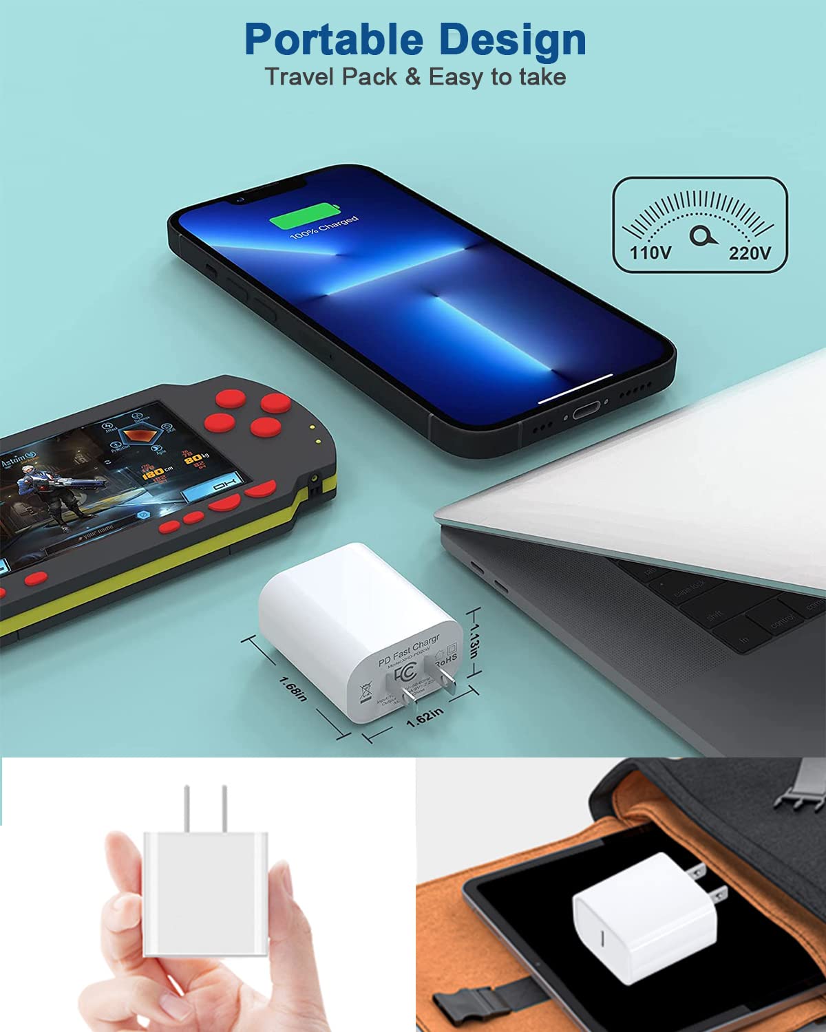 [3 Pack] USB C Fast Charger Block, PD 3.0 Wall Charger Power Adapter - Compatible with iPhone 14/13/12/11/X, iPad Pro/Air/Mini - Perfect for Home, Office & Travel Charging