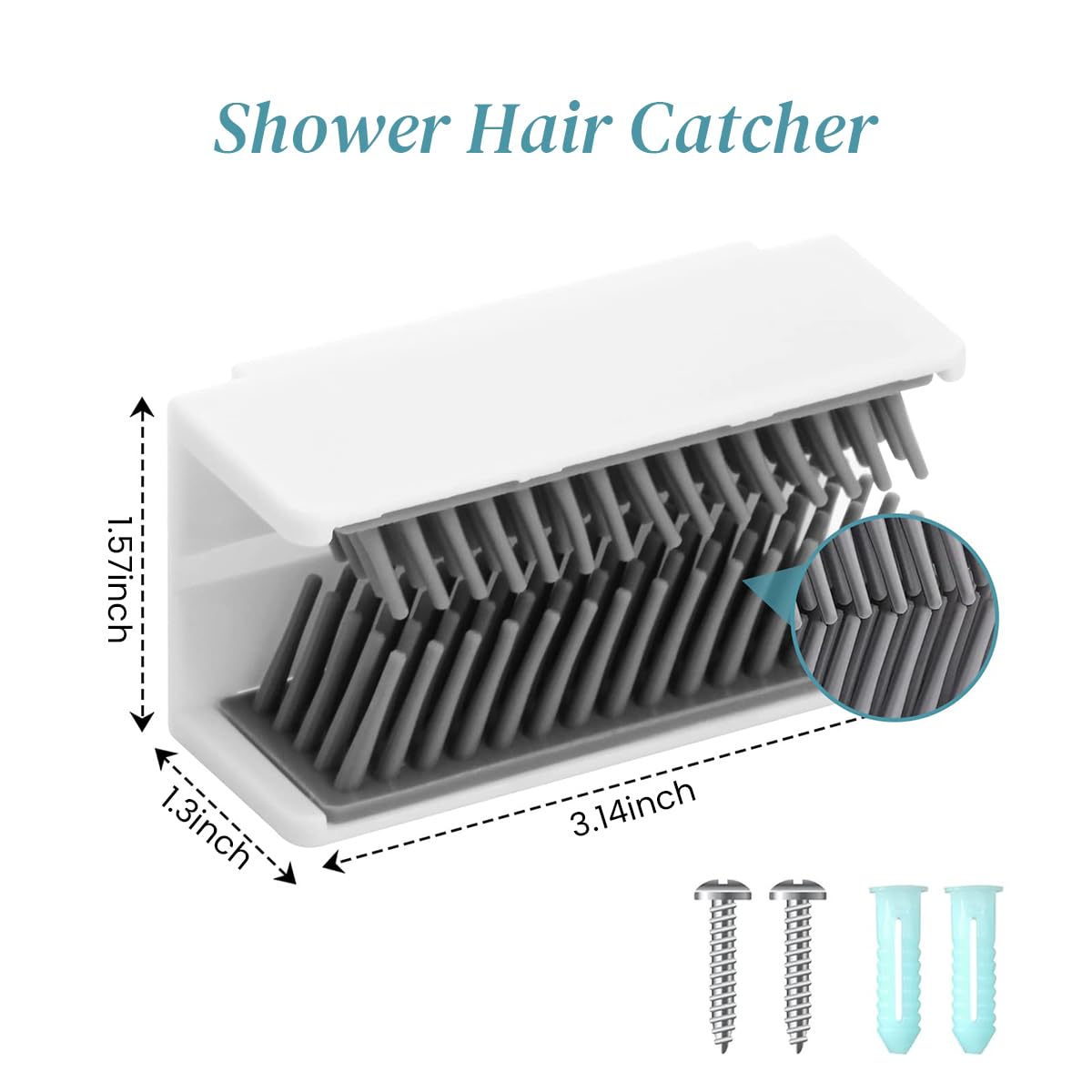 ELEPHANTBOAT® Reusable Silicone Shower Hair Catcher - Wall Mounted Drain Protector for Bathroom & Bathtub | Prevent Clogged Drains, Easy to Clean Hair Collector for Long Hair (Great for Family Use, Pet Owners)