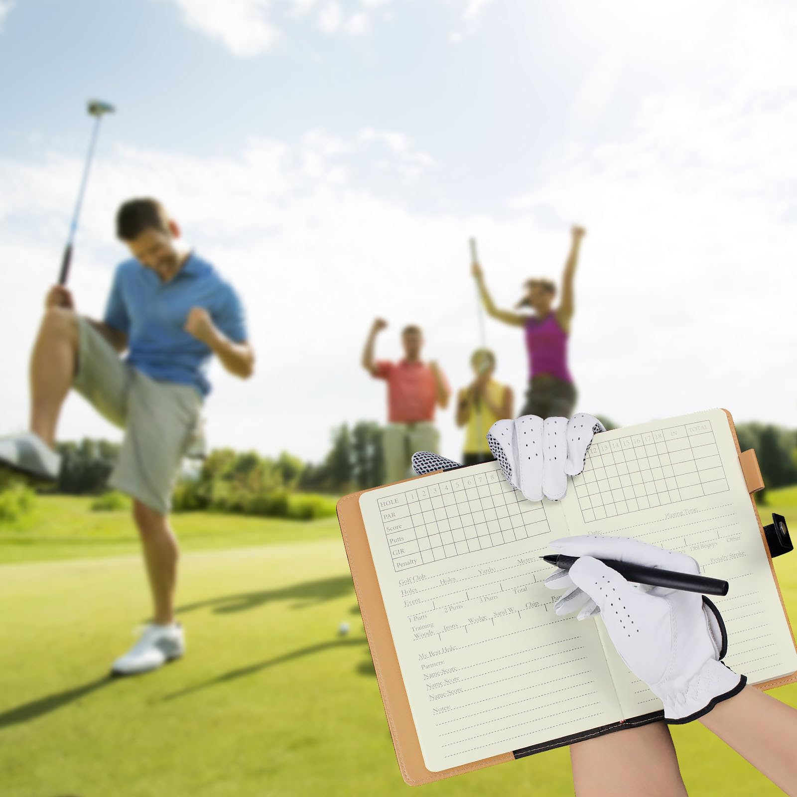 Premium Leather Golf Scorecard Holder with 200 Pages - Golf Notebook Log Journal & Yardage Book - Perfect Golf Gifts for Men & Women - Ideal for Tracking Scores, Yardages & Game Improvement on the Course
