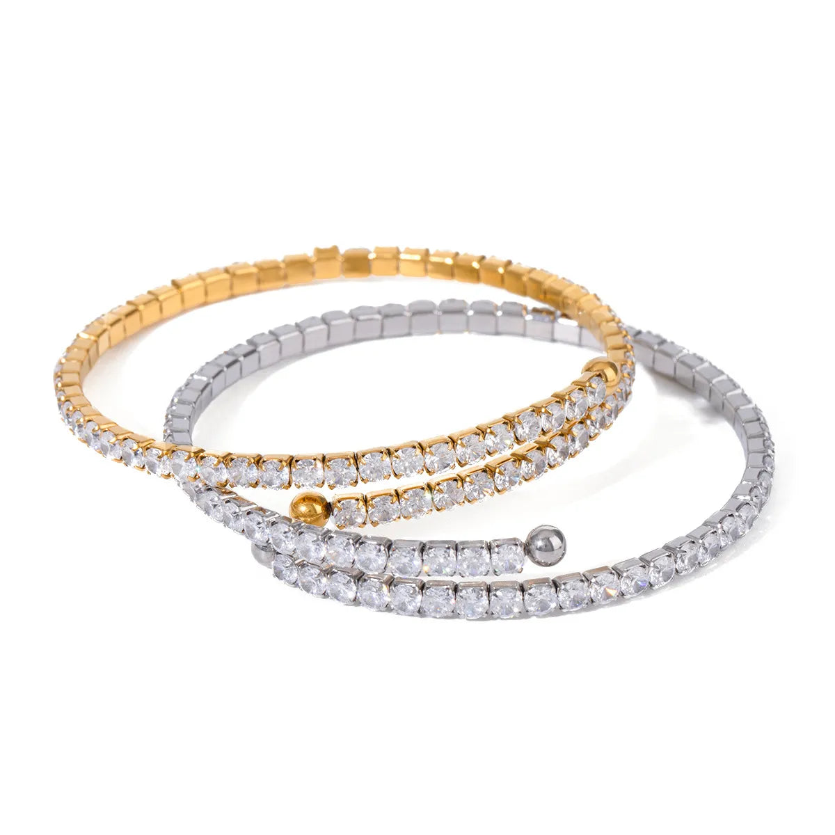 2 Piece Inlaid Zircon Bracelet Set for Women - Elegant Cubic Zirconia Jewelry Gift for Birthday, Anniversary & Special Occasions - Perfect for Parties, Weddings & Evening Events