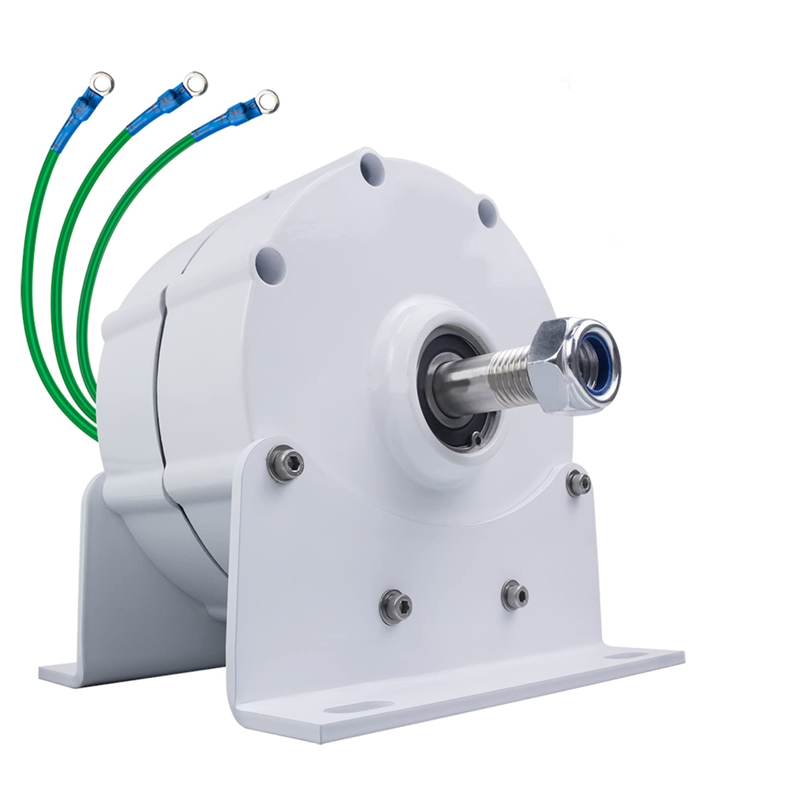 WANGYONGQI 12000W 12V/24V/48V 3-Phase Gearless Permanent Magnet AC Alternator - For Wind Turbine, Water Turbine & Diesel Engine (White with Base) | Renewable Energy Power Generation System