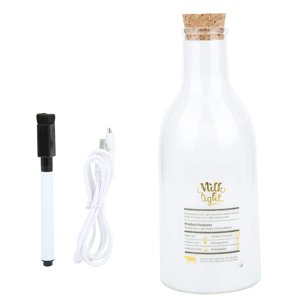 Ymiko USB Rechargeable Milk Bottle Night Light - Waterproof LED Baby Nightlight with DIY Message Feature | Perfect for Nursery, Kids Room & Bedtime Comfort