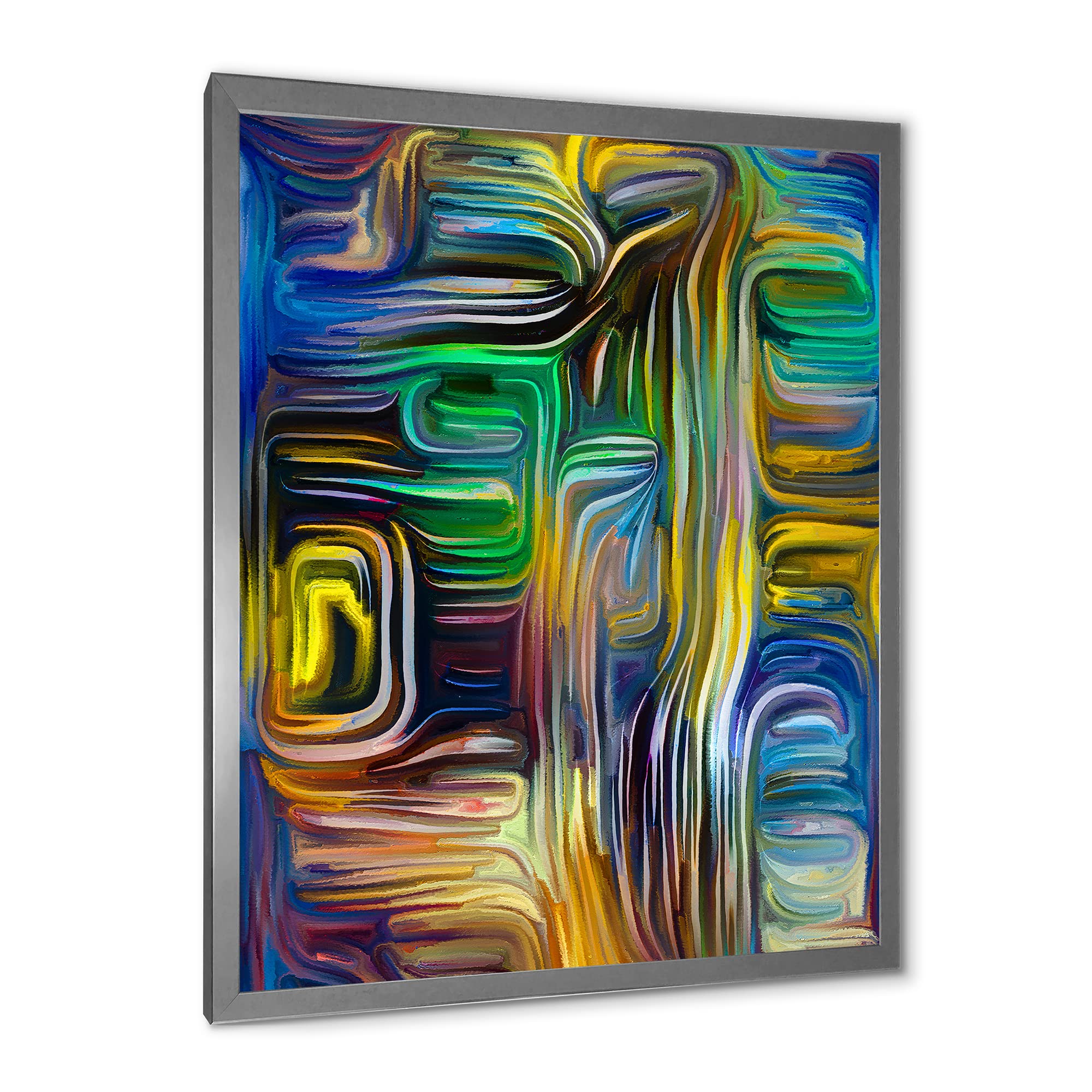 DesignQ Colour Fusion VI Modern Framed Wall Art - Abstract Canvas Painting for Living Room, Bedroom & Office Decor | Ready to Hang Home Wall Decorations