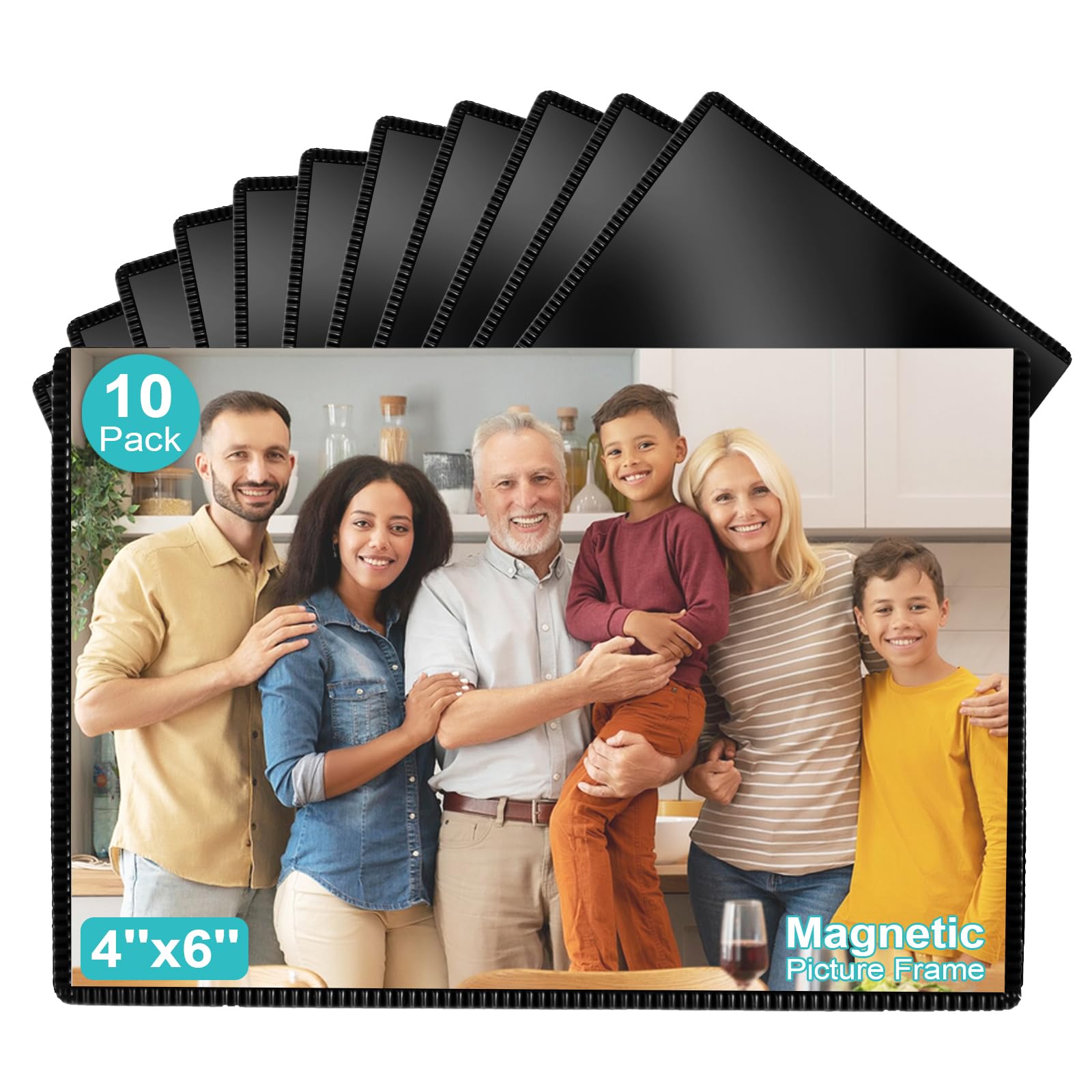 10 Pack Magnetic Photo Frames 4x6 - Reusable Refrigerator Picture Frames for Fridge, Locker & Office Decor