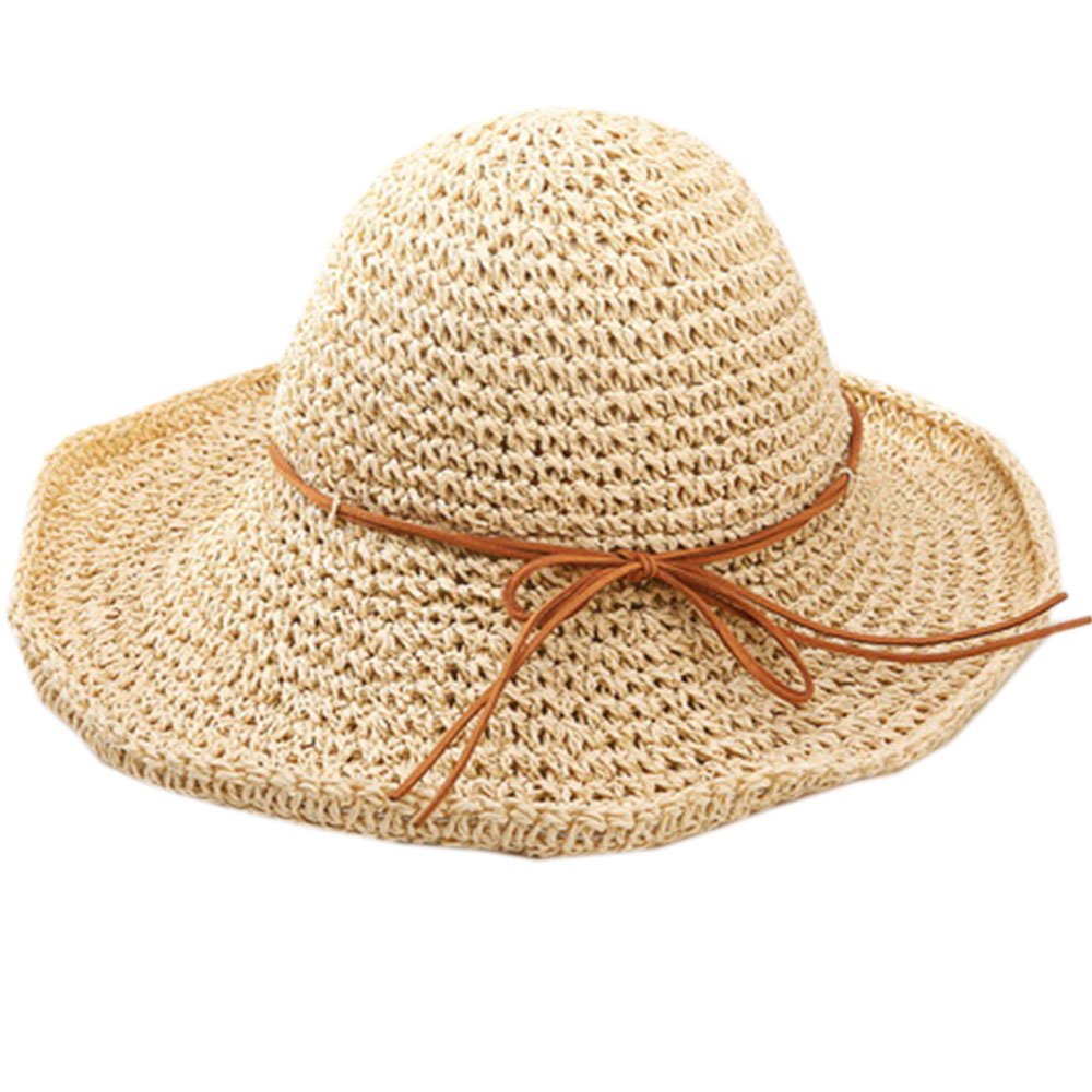 Sexyshine Women's Summer Beach Sun Hat - Straw Braided Wide Brim Floppy Foldable Packable Sun Hat for Women - UV Protection Sun Hat for Beach, Pool, Travel, and Outdoor Activities