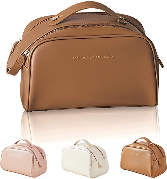Flywind Travel Makeup Bag - Large Waterproof PU Leather Cosmetic Organizer with Handle for Women | Multifunctional Toiletry Case for Travel, Gym & Daily Use | Multicolor