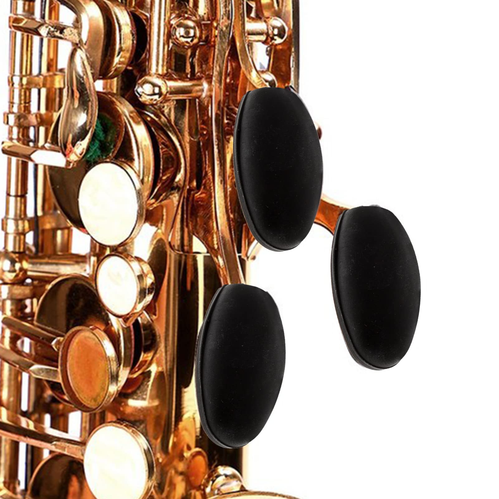 ERINGOGO Saxophone Key Pad Covers - 3 Pack Black Rubber Side Key Pads for Alto/Tenor Saxophone Accessories | Perfect for Saxophone Maintenance, Repair & Protection