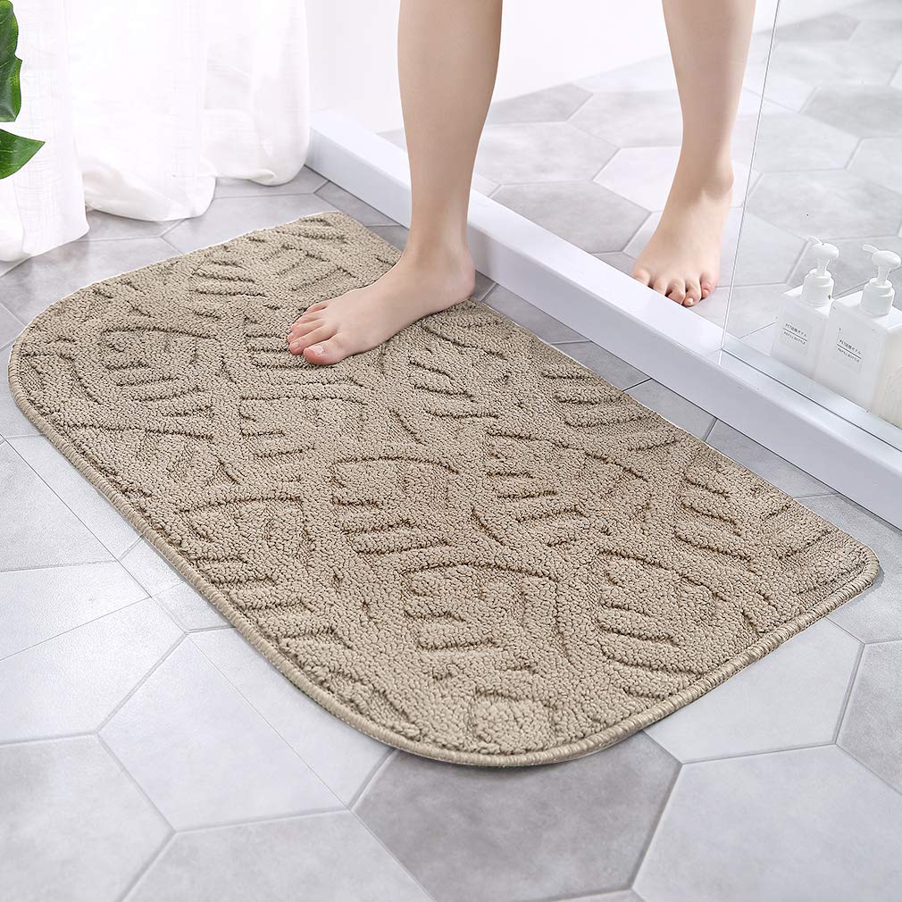 VANZAVANZU Non-Slip Kitchen Rugs 2 Pack - 30x18 Inch Half Round Absorbent Kitchen Mats with Latex Backing, Machine Washable Floor Mats for Kitchen, Doorway, Bathroom (Beige) - Perfect for High Traffic Areas & Spill Protection