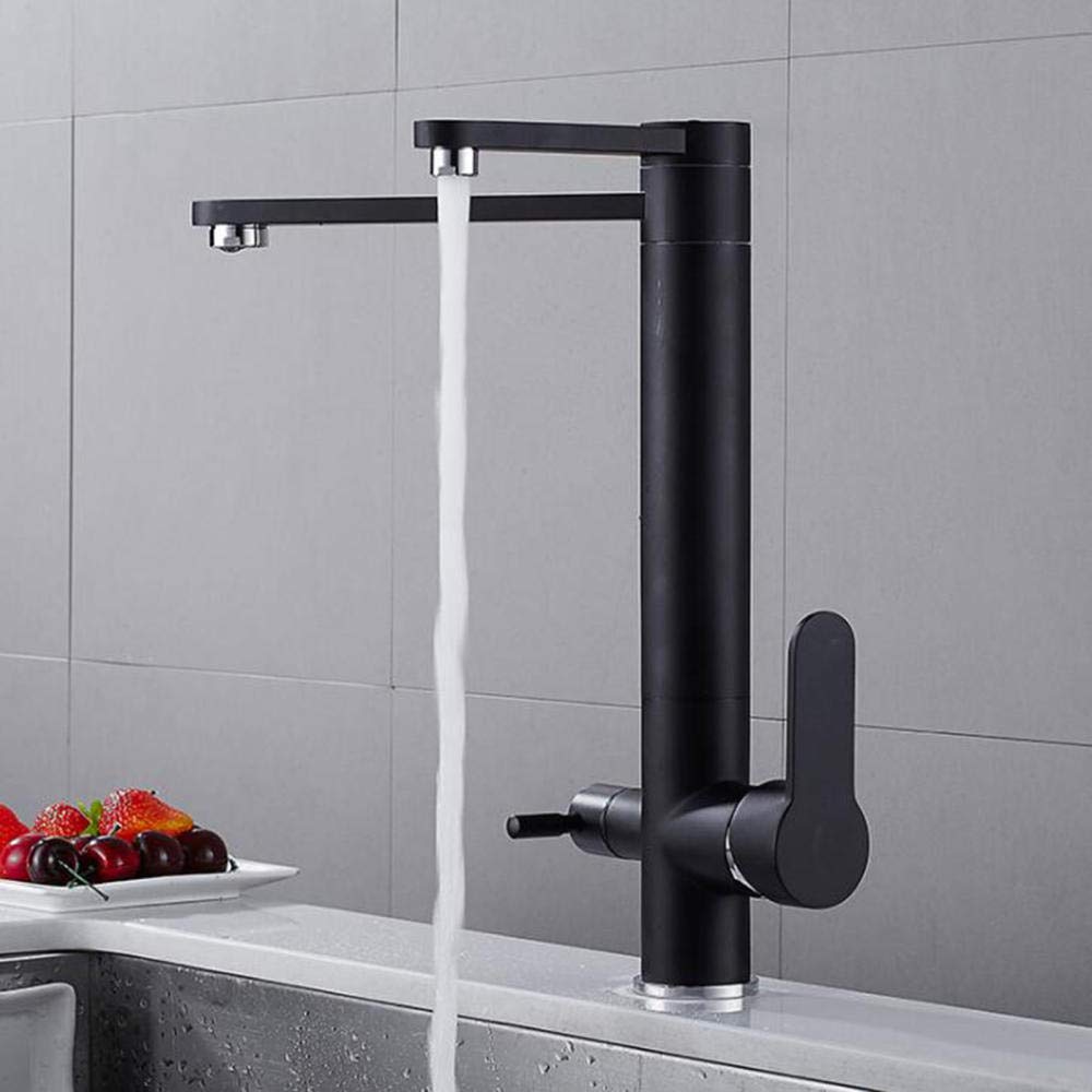 3 in 1 Black Kitchen Sink Mixer Faucet with Water Filter - Hot & Cold Water Purifier, Rotating Dual Outlet for Modern Homes | Perfect for Cooking, Washing Dishes & Filling Pots