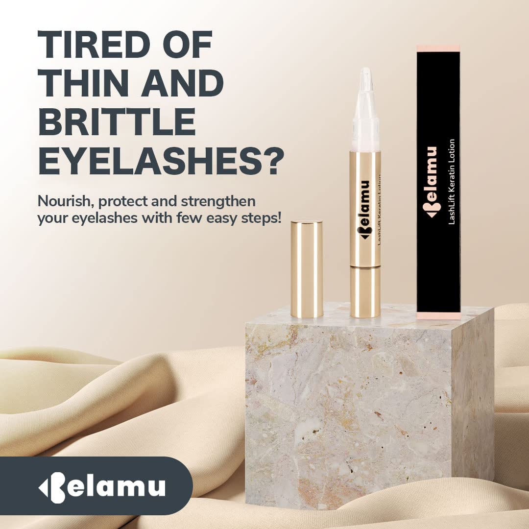 Belamu Lash Lift Keratin Lotion - Eyelash Growth Serum with Keratin for Lash Perm & Lifting Treatment | Nourishing & Protective Eyelash Serum | Perfect for Daily Lash Care & Salon Treatments