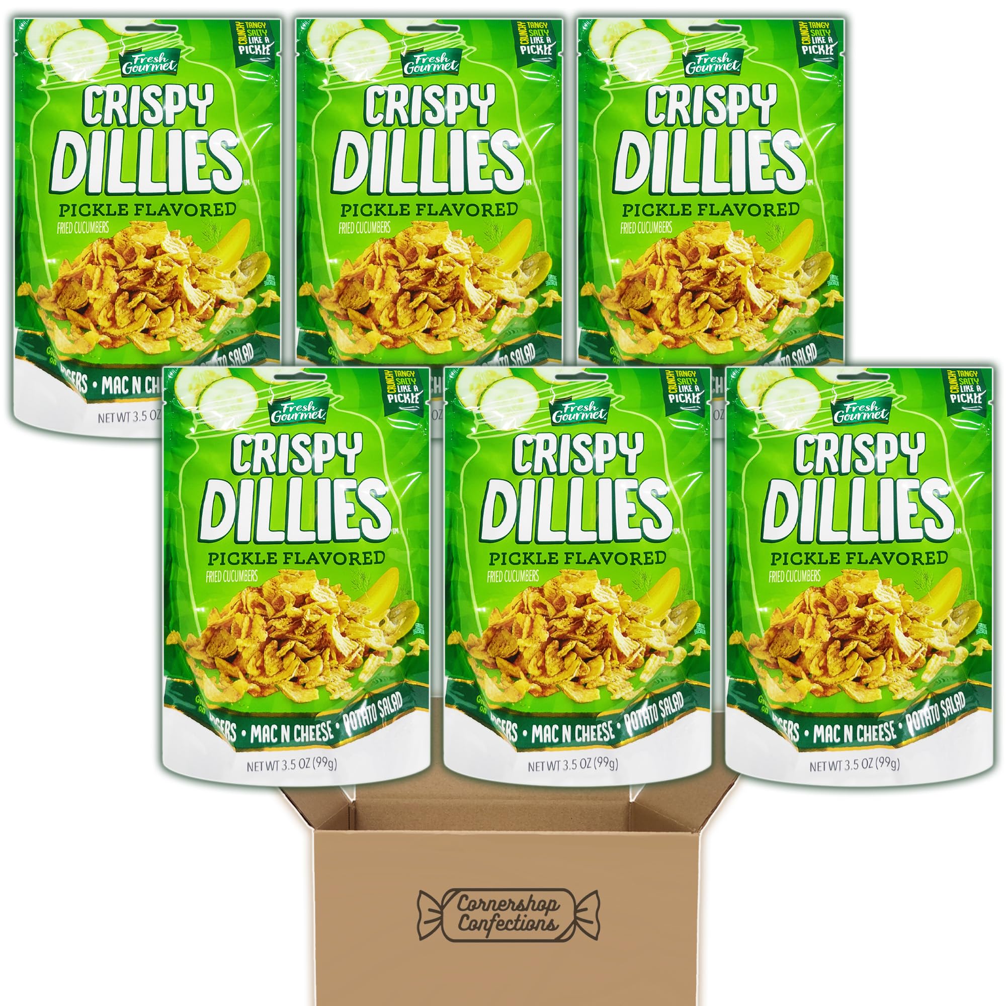 Crispy Dill Pickle Fried Cucumbers - 6 Pack (3.5oz) - Perfect for Burgers & Snacks